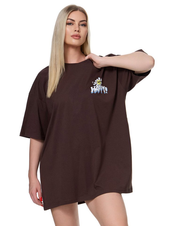 Worldclassca T-Shirt Worldclassca Oversized Print HAPPY T-Shirt lang Sommer günstig online kaufen