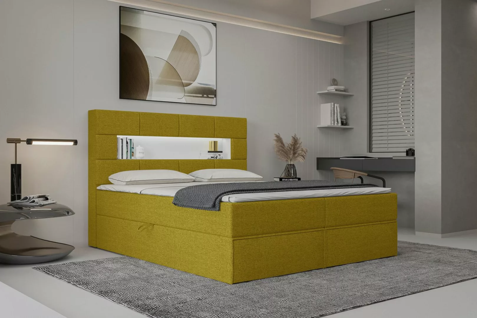 Stylefy Boxspringbett Comfy (Schlafzimmerbett, Bett), LED-Beleuchtung günstig online kaufen