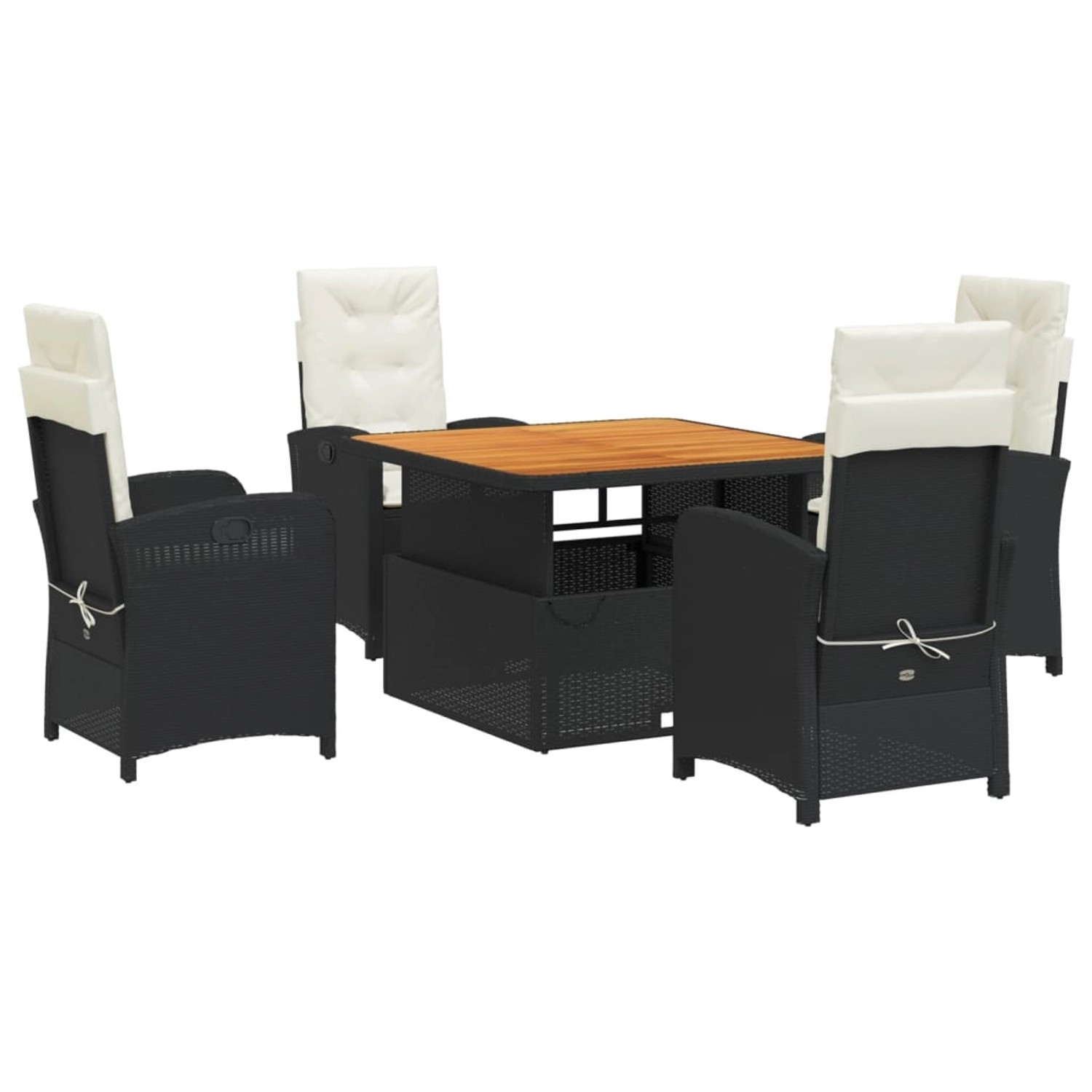vidaXL 5-Tlg Garten-Essgruppe mit Kissen Schwarz Poly Rattan 3277317 günstig online kaufen