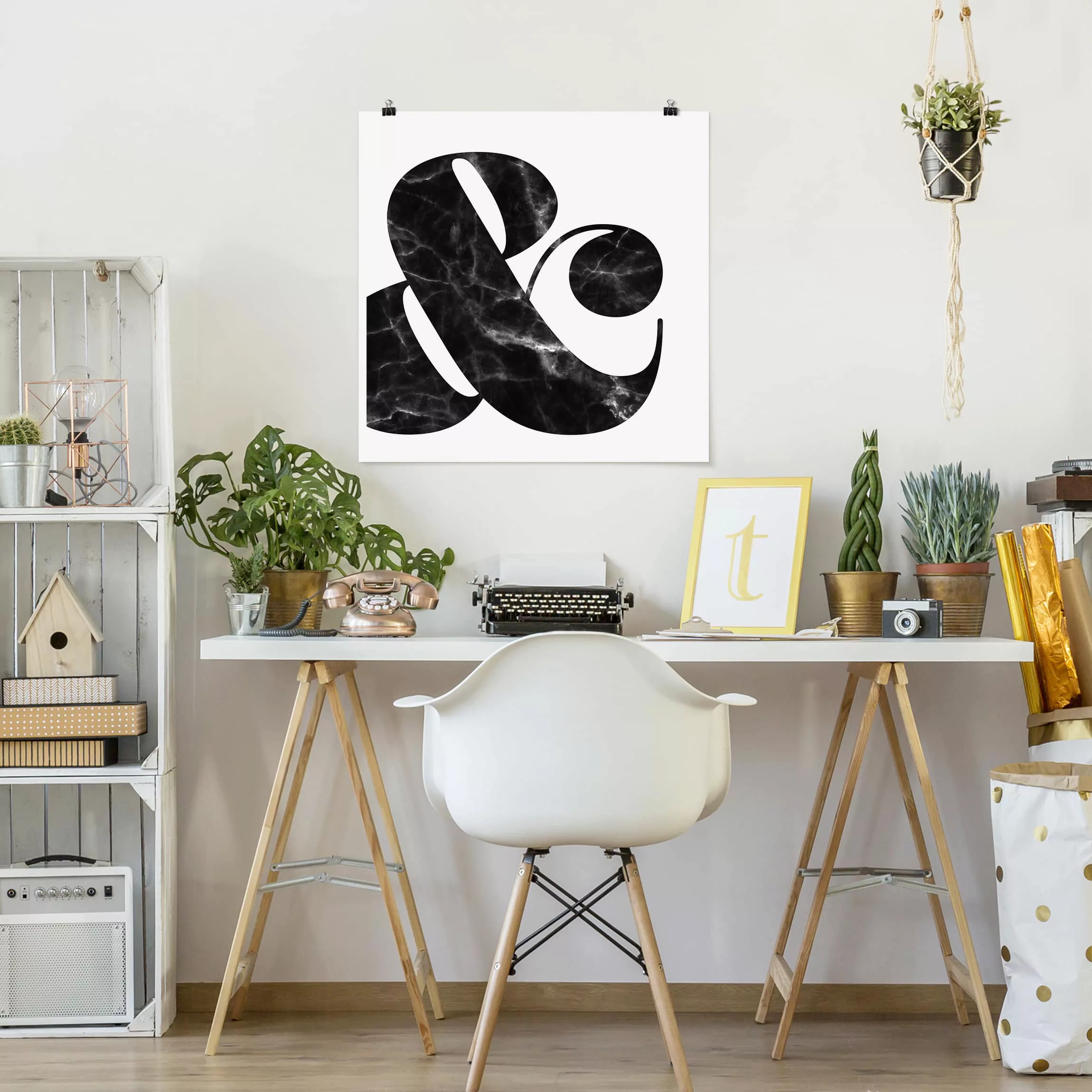 Poster Spruch - Quadrat Ampersand Marmor günstig online kaufen