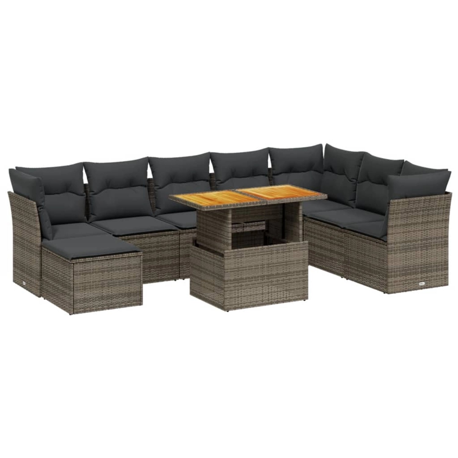 vidaXL 9-Tlg Garten-Sofagarnitur mit Kissen Grau Poly Rattan 3275517 günstig online kaufen