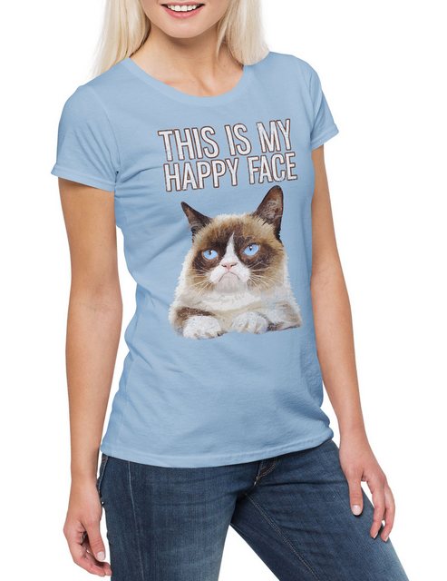 Urban Backwoods Print-Shirt This Is My Happy Face Damen T-Shirt Grumpy Katz günstig online kaufen