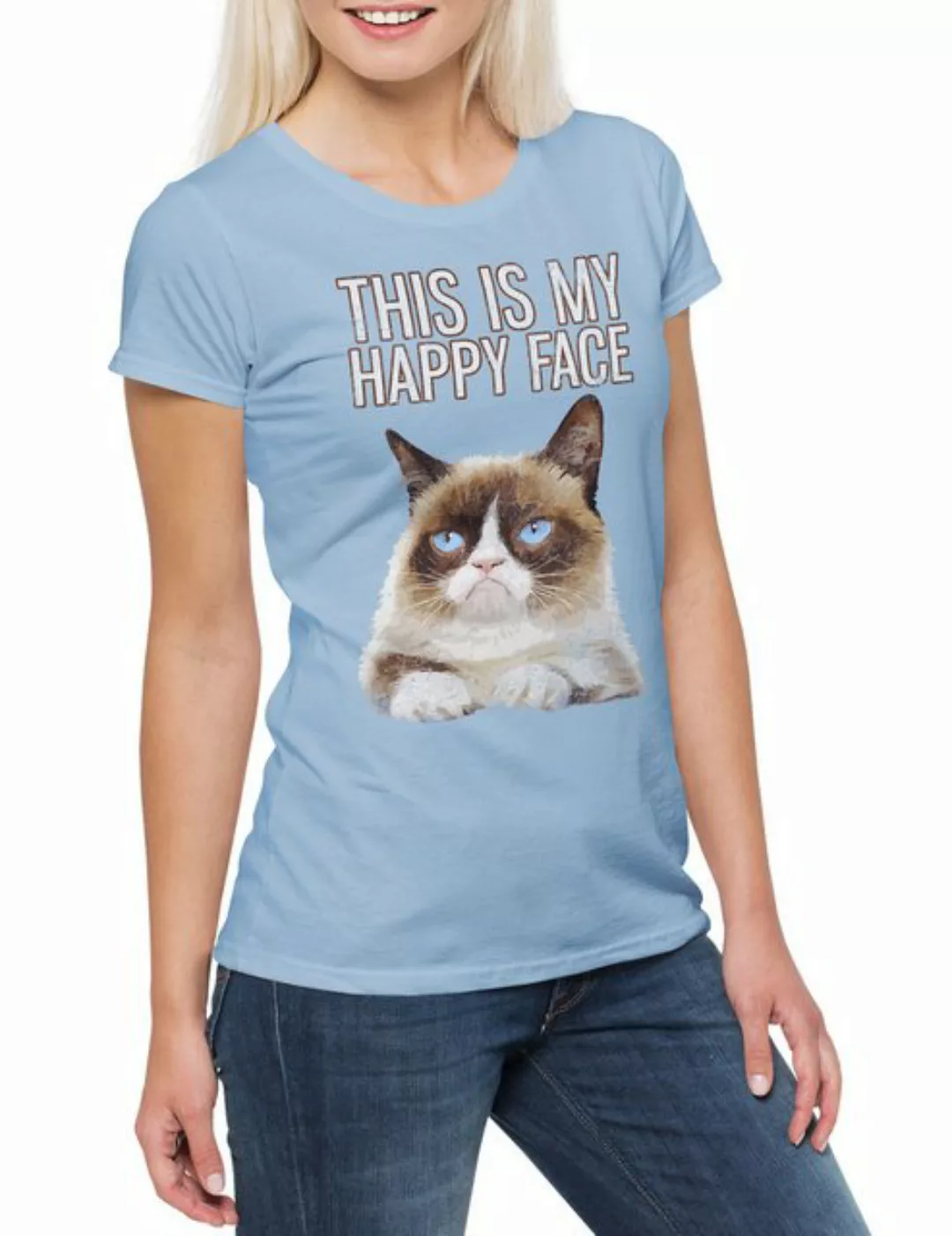 Urban Backwoods Print-Shirt This Is My Happy Face Damen T-Shirt Grumpy Katz günstig online kaufen