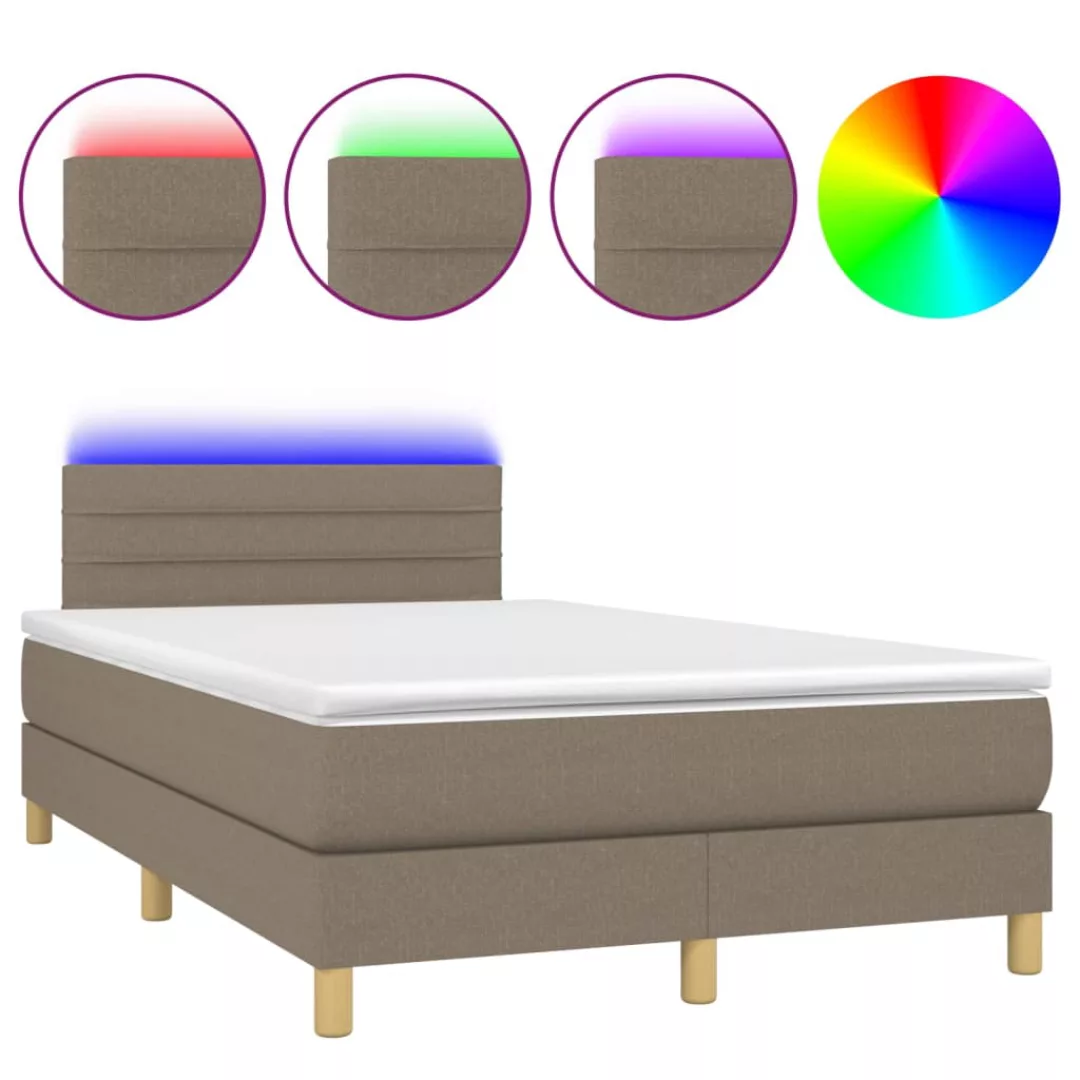 Vidaxl Boxspringbett Mit Matratze & Led Taupe 120x200 Cm Stoff günstig online kaufen