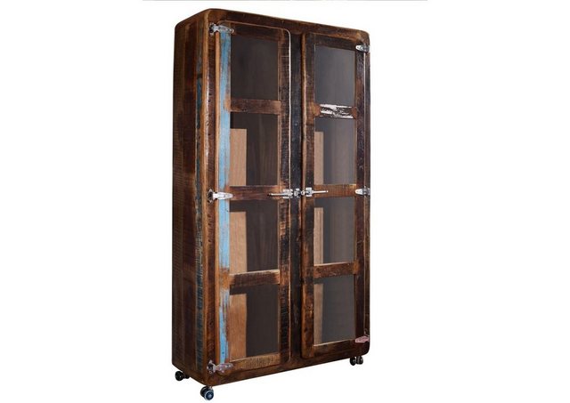 Massivmoebel24 Standvitrine (Vitrine Altholz 100x40x180 mehrfarbig lackiert günstig online kaufen