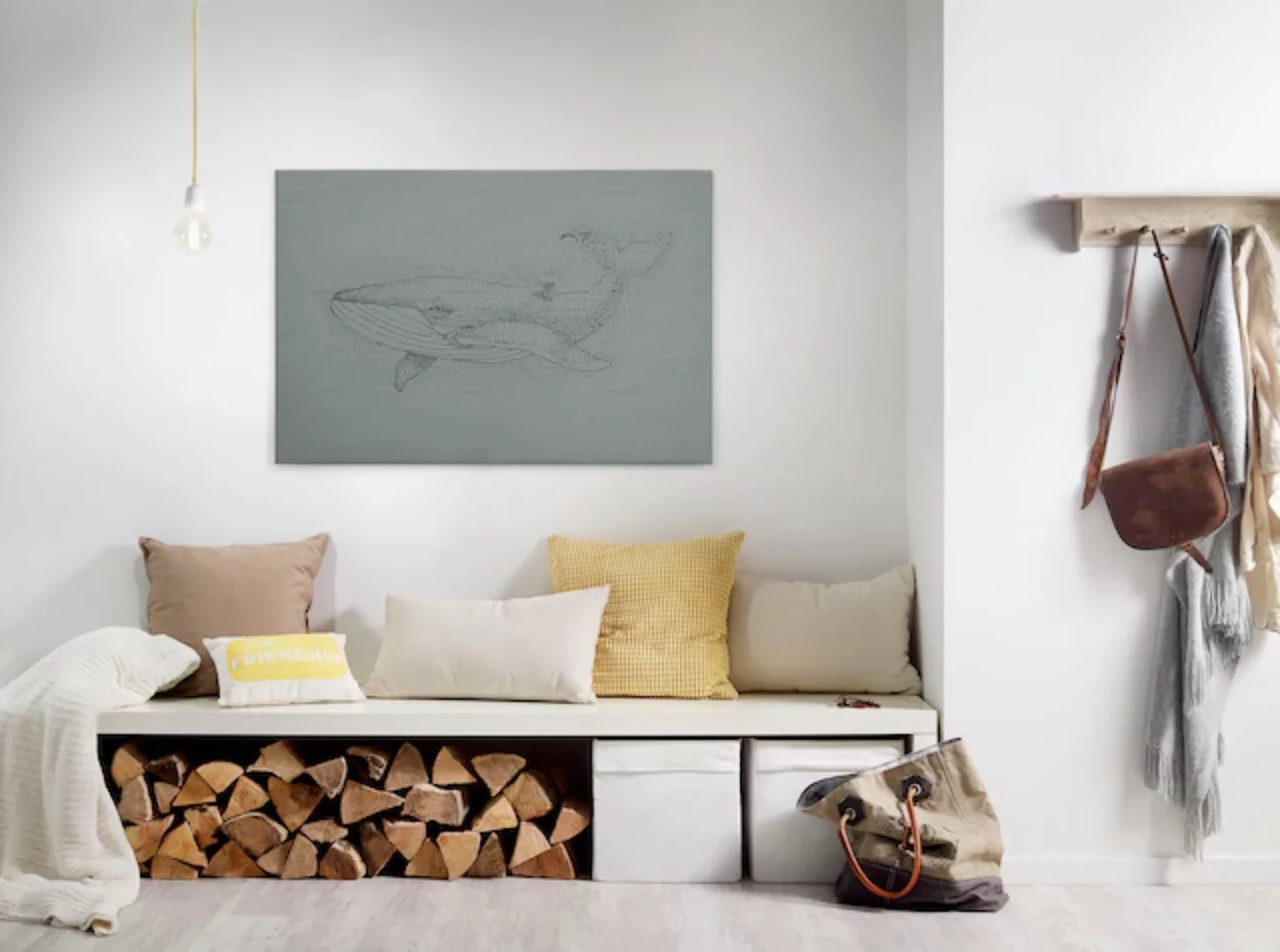 Bricoflor Leinwand Bild Mit Blauwal Gezeichnet Modernes Wandbild Mit Wal Id günstig online kaufen