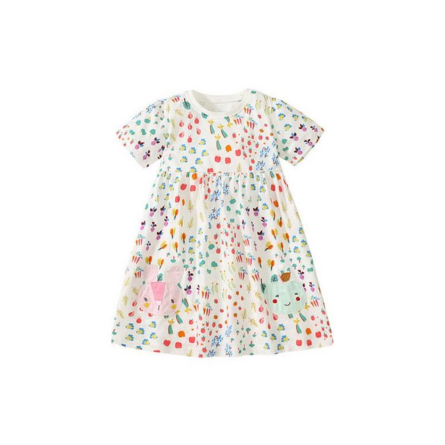 AUKUU Jerseykleid Kleid Blumen Sommermode Kurzarm Baumwollkleid günstig online kaufen