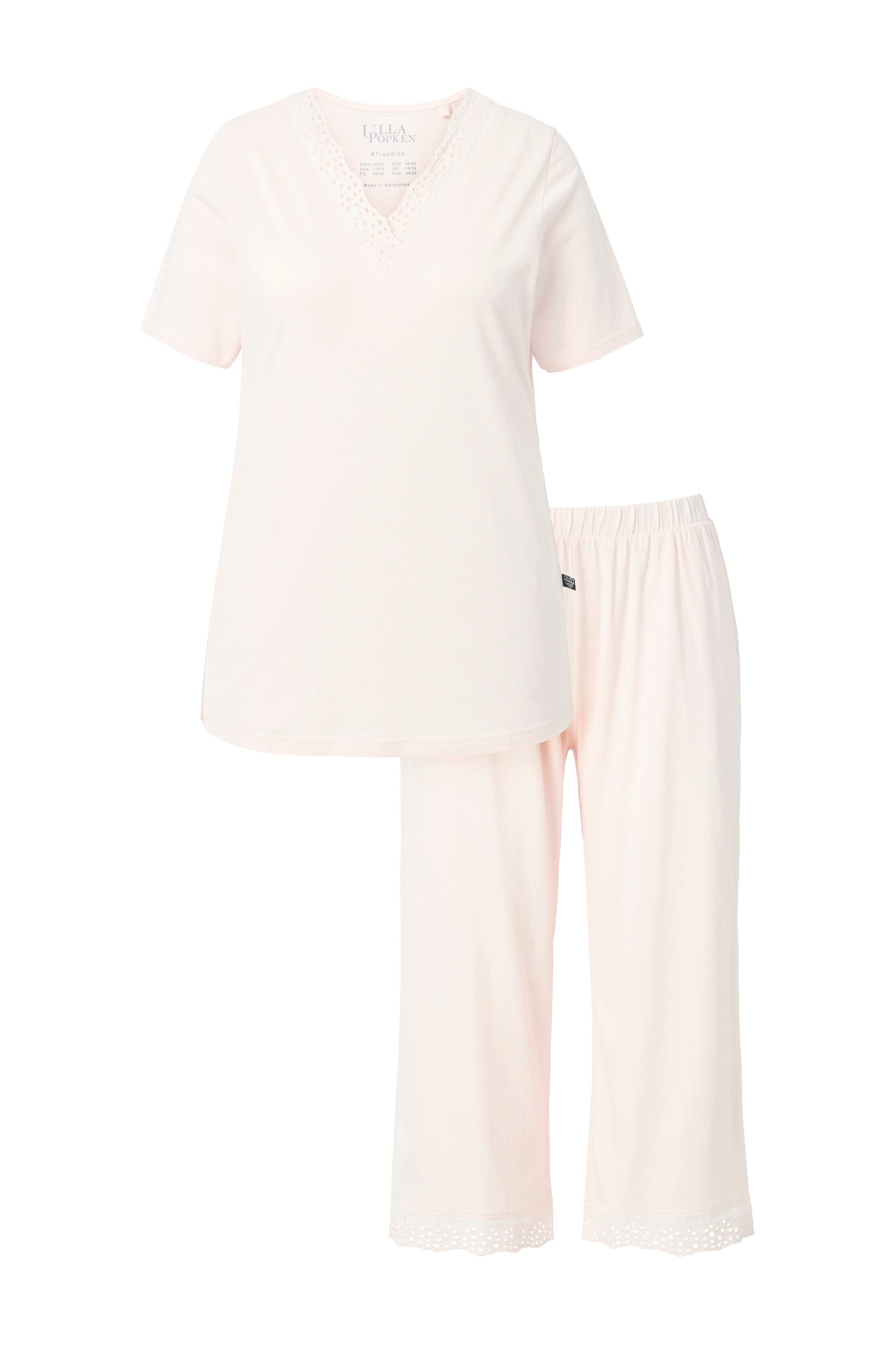 Ulla Popken Pyjama Pyjama Lochstickerei Halbarm günstig online kaufen