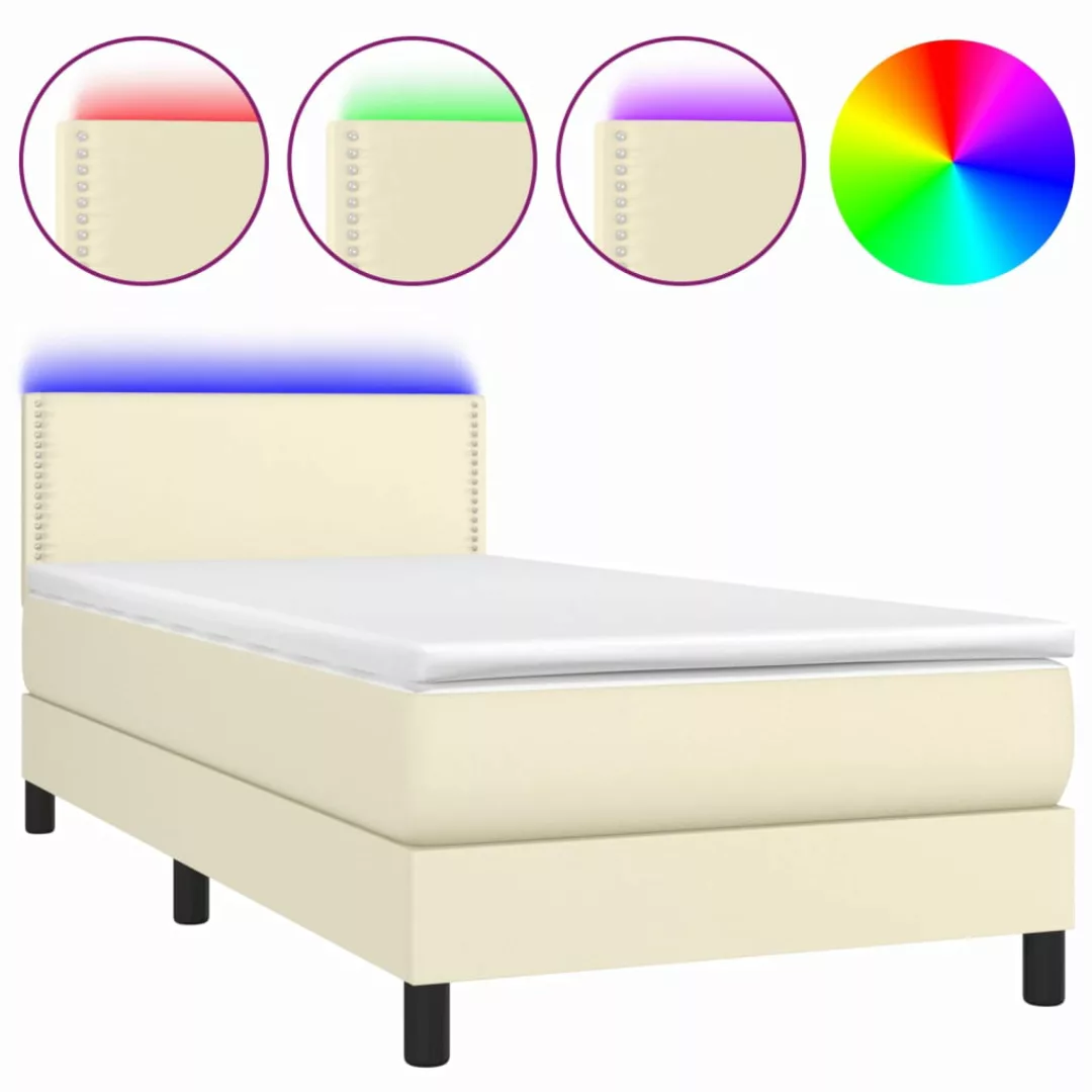 Vidaxl Boxspringbett Mit Matratze & Led Creme 80x200 Cm Kunstleder günstig online kaufen