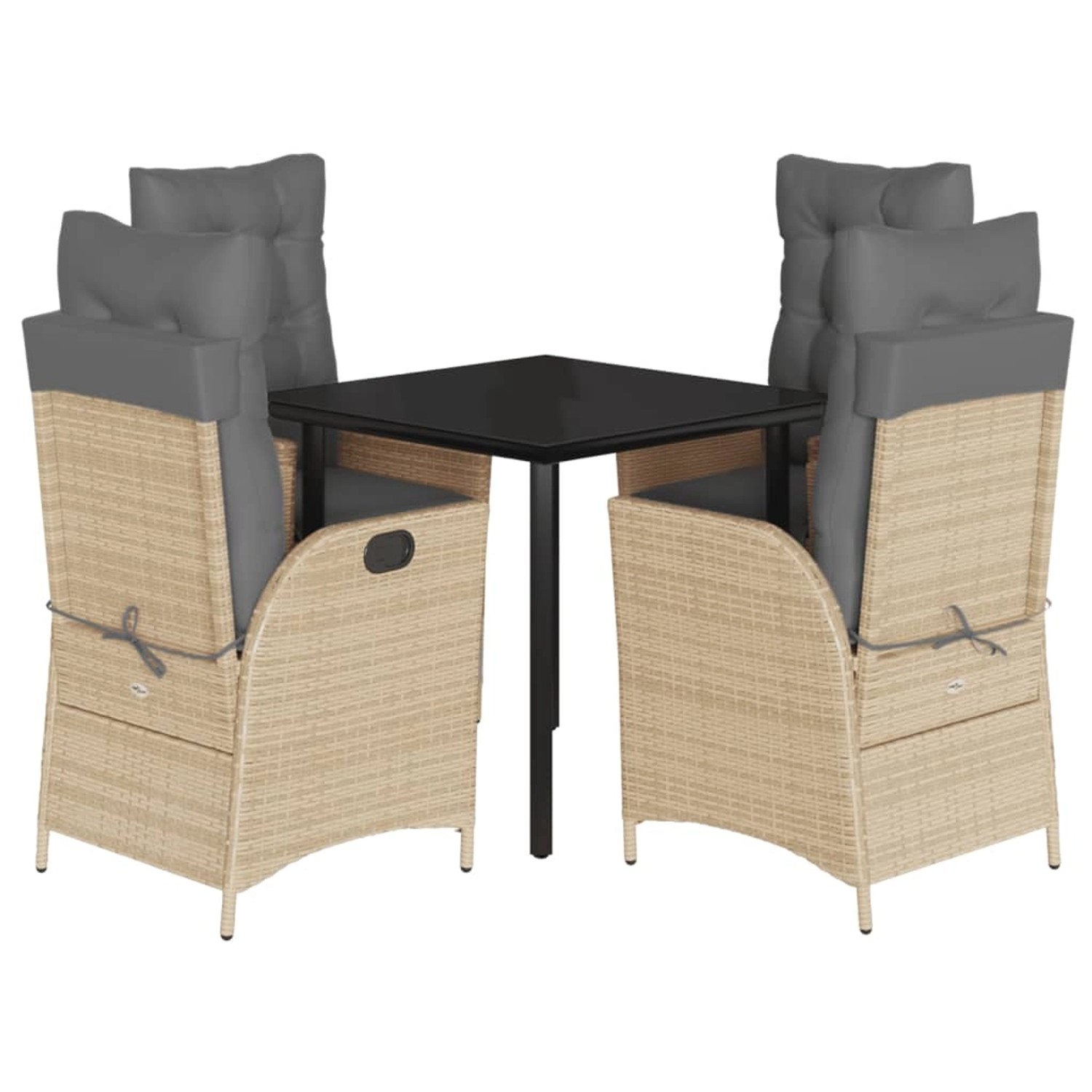 vidaXL 5-Tlg Garten-Essgruppe mit Kissen Beigemischung Poly Rattan 3213456 günstig online kaufen