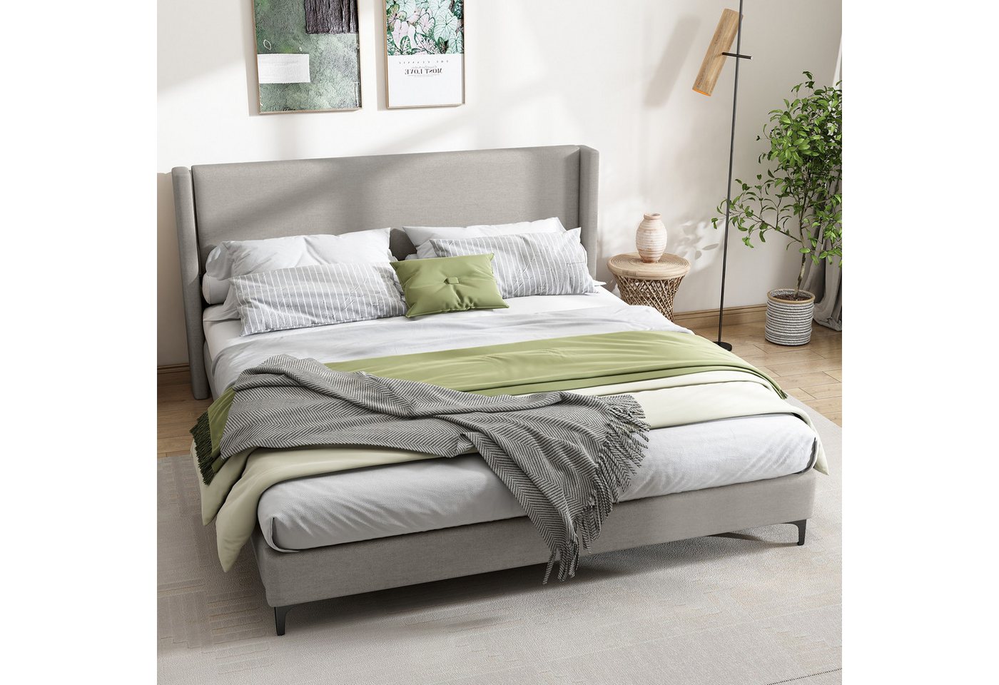 MODFU Polsterbett Doppelbett Bett mit Lattenrost ohne Matratze (180 x 200cm günstig online kaufen