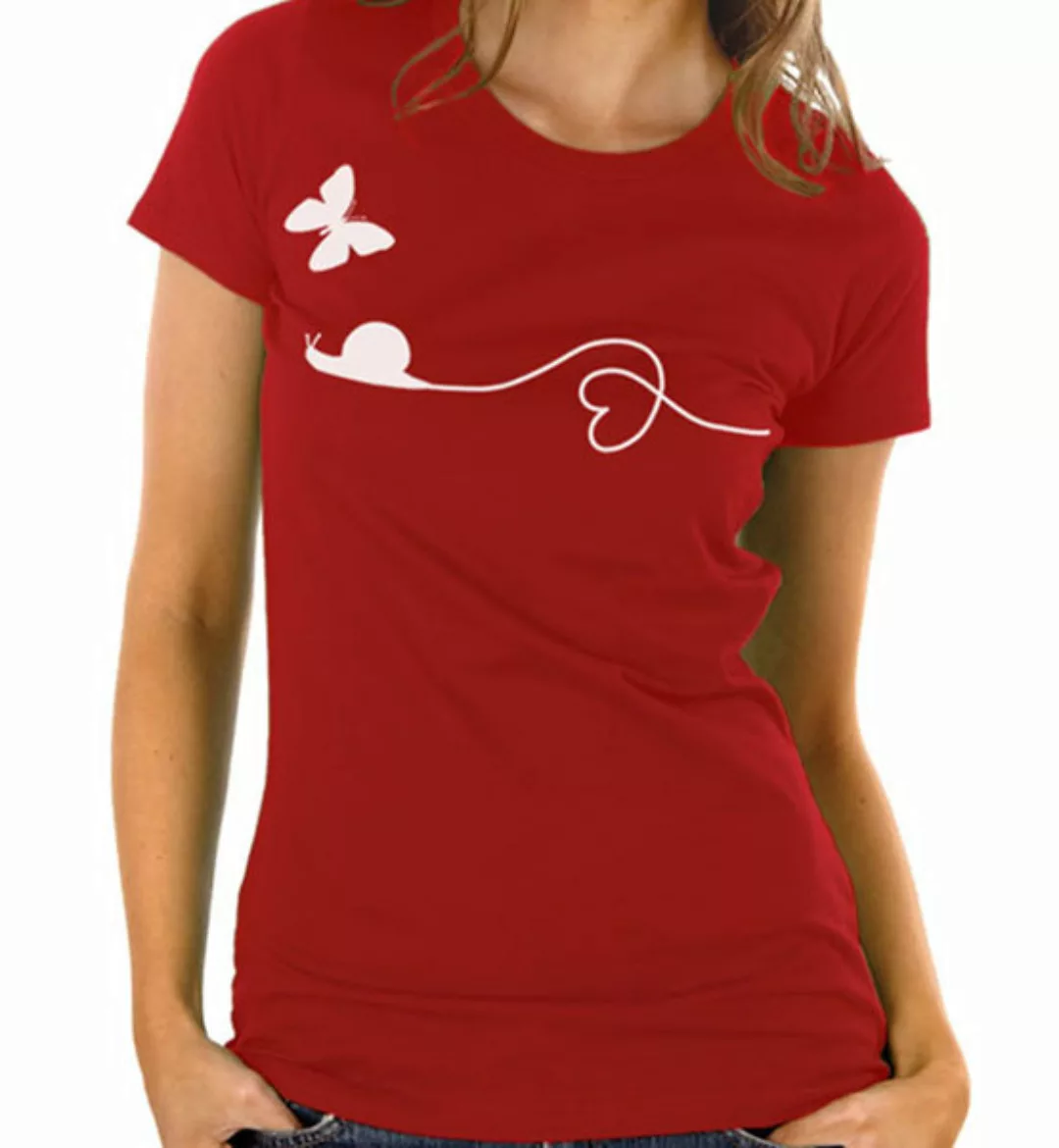 Schnecke Schmetterling T-shirt In Rot günstig online kaufen