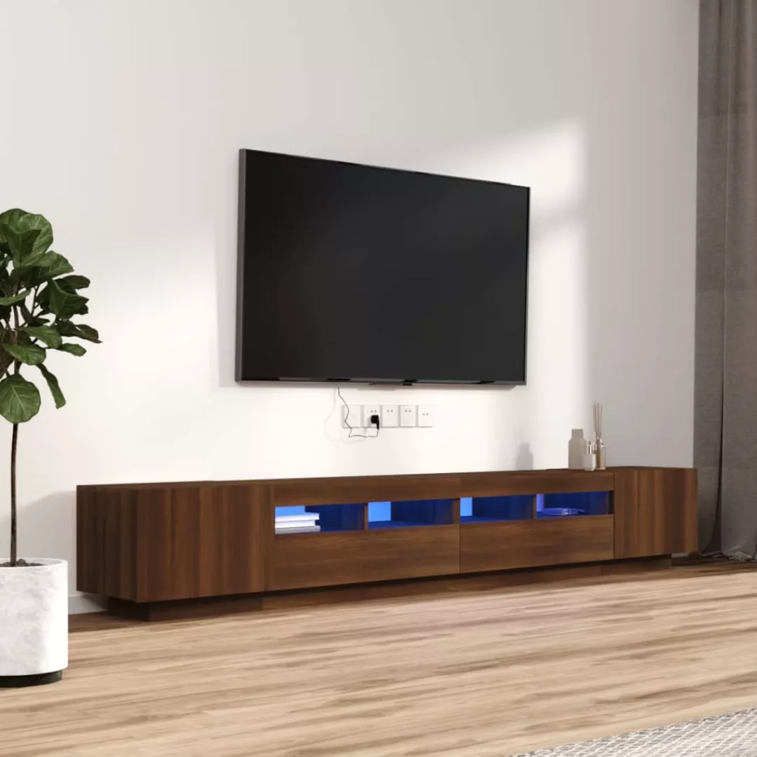 Vidaxl 3-tlg. Tv-schrank-set Led-leuchten Braun Eiche Holzwerkstoff günstig online kaufen