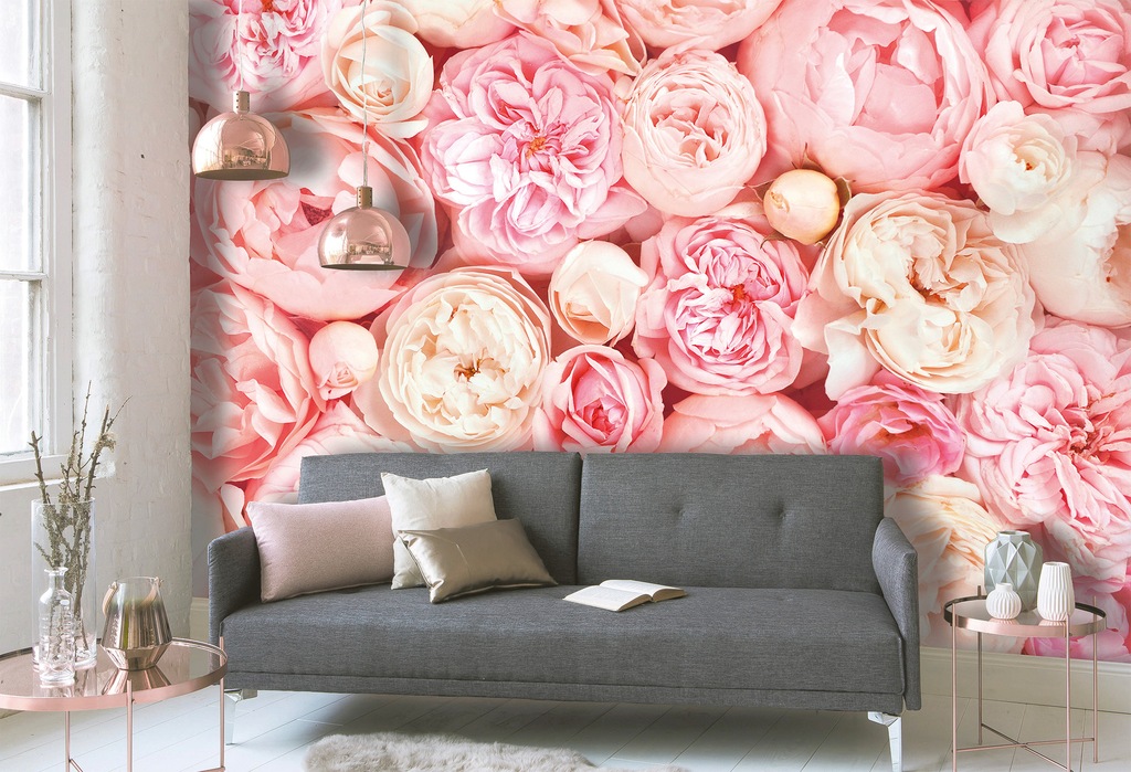 Fototapete Blumen Rosen Blüten Weiß Rosa 3,50 m x 2,55 m FSC® günstig online kaufen