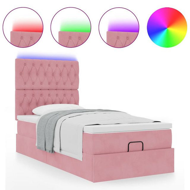 vidaXL Bett Ottoman-Bett mit Matratzen & LEDs Rosa 80x200 cm Samt günstig online kaufen