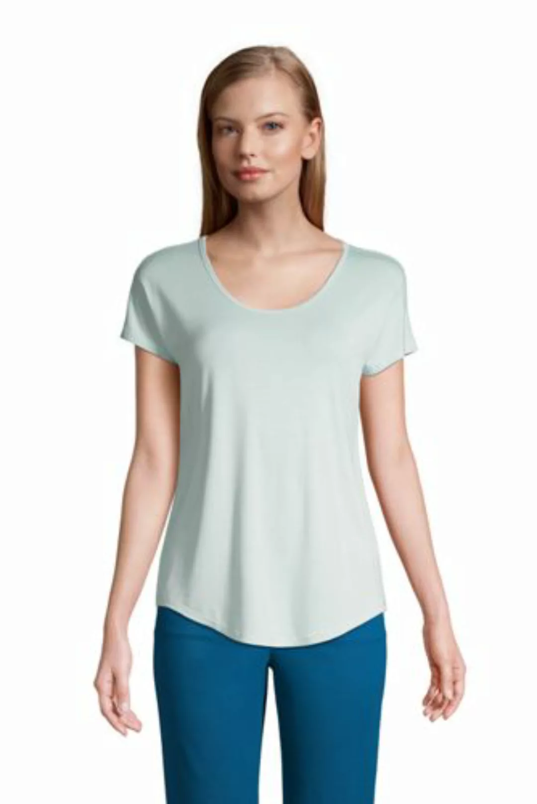 Shirt aus Bambusviskose, Ballett-Ausschnitt, Damen, Größe: L Normal, Grün, günstig online kaufen