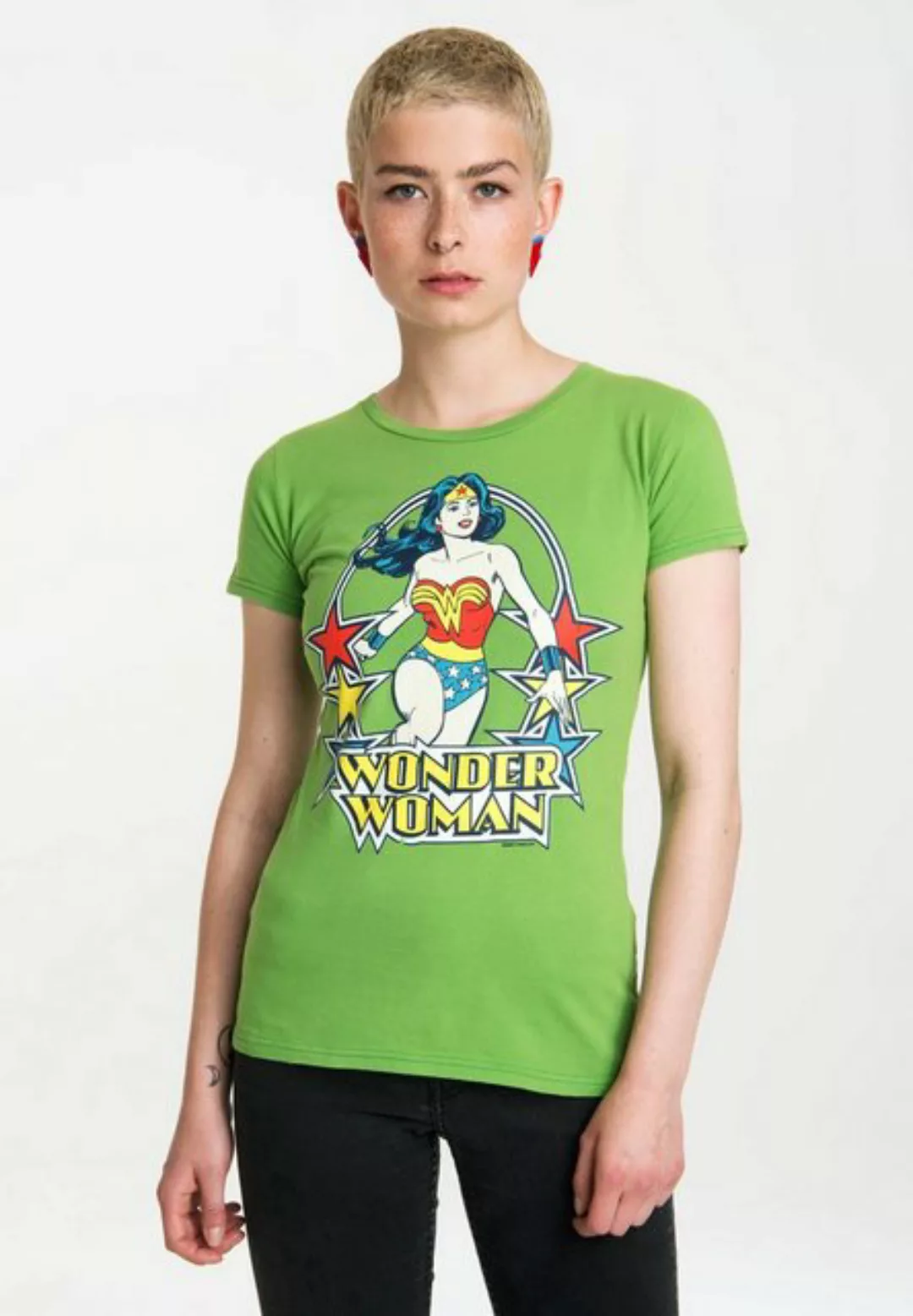 LOGOSHIRT T-Shirt Wonder Woman Stars mit auffälligem Retro-Print günstig online kaufen