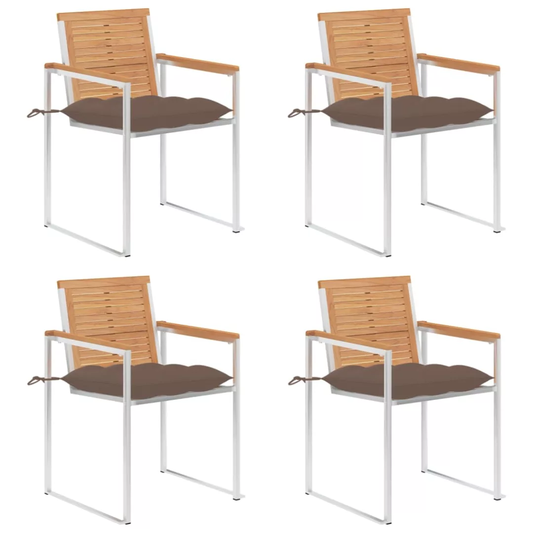 Gartenstühle 4 Stk. Mit Kissen Massivholz Teak günstig online kaufen