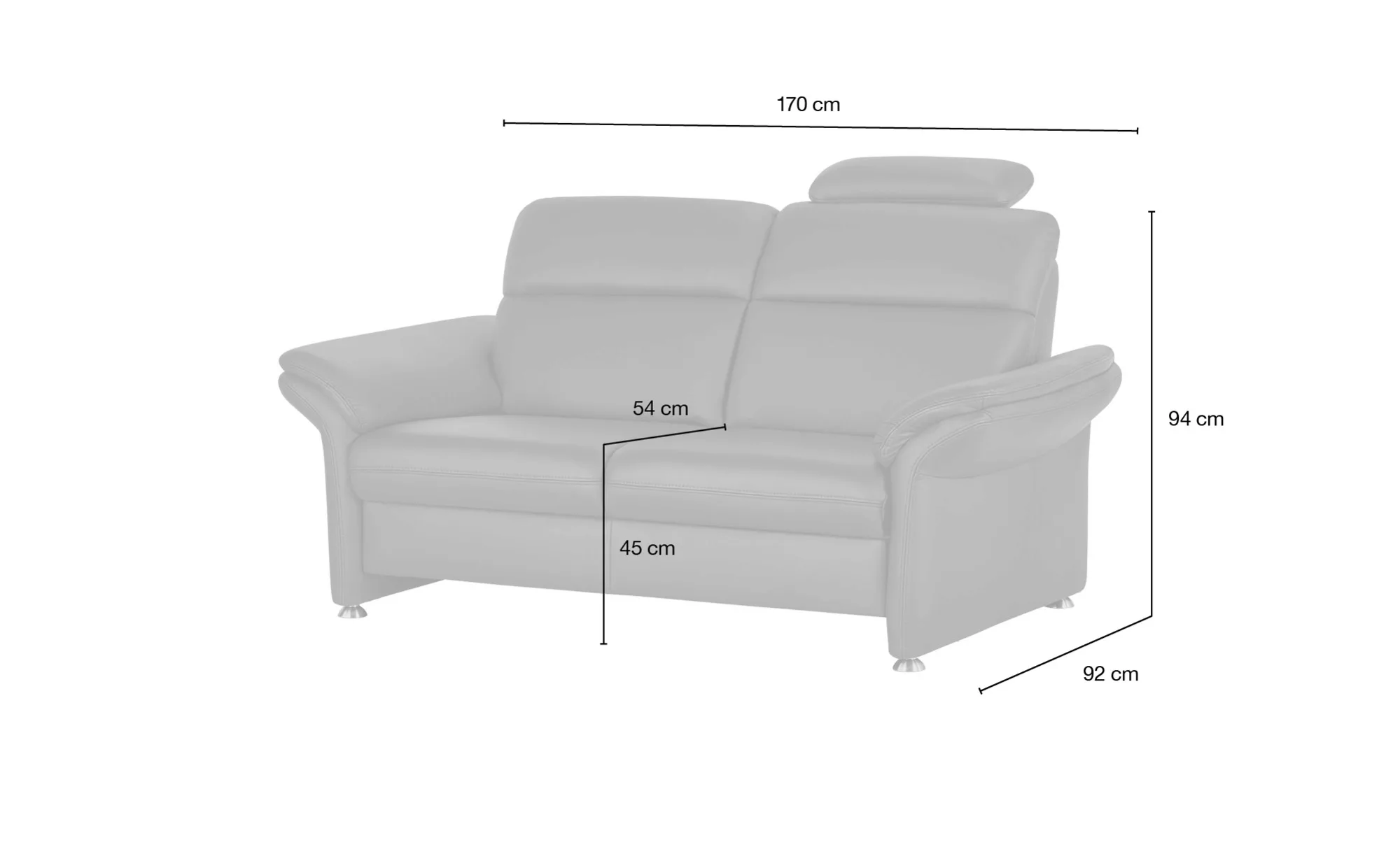 meinSofa Einzelsofa Leder Manon ¦ braun ¦ Maße (cm): B: 170 H: 94 T: 92 Pol günstig online kaufen