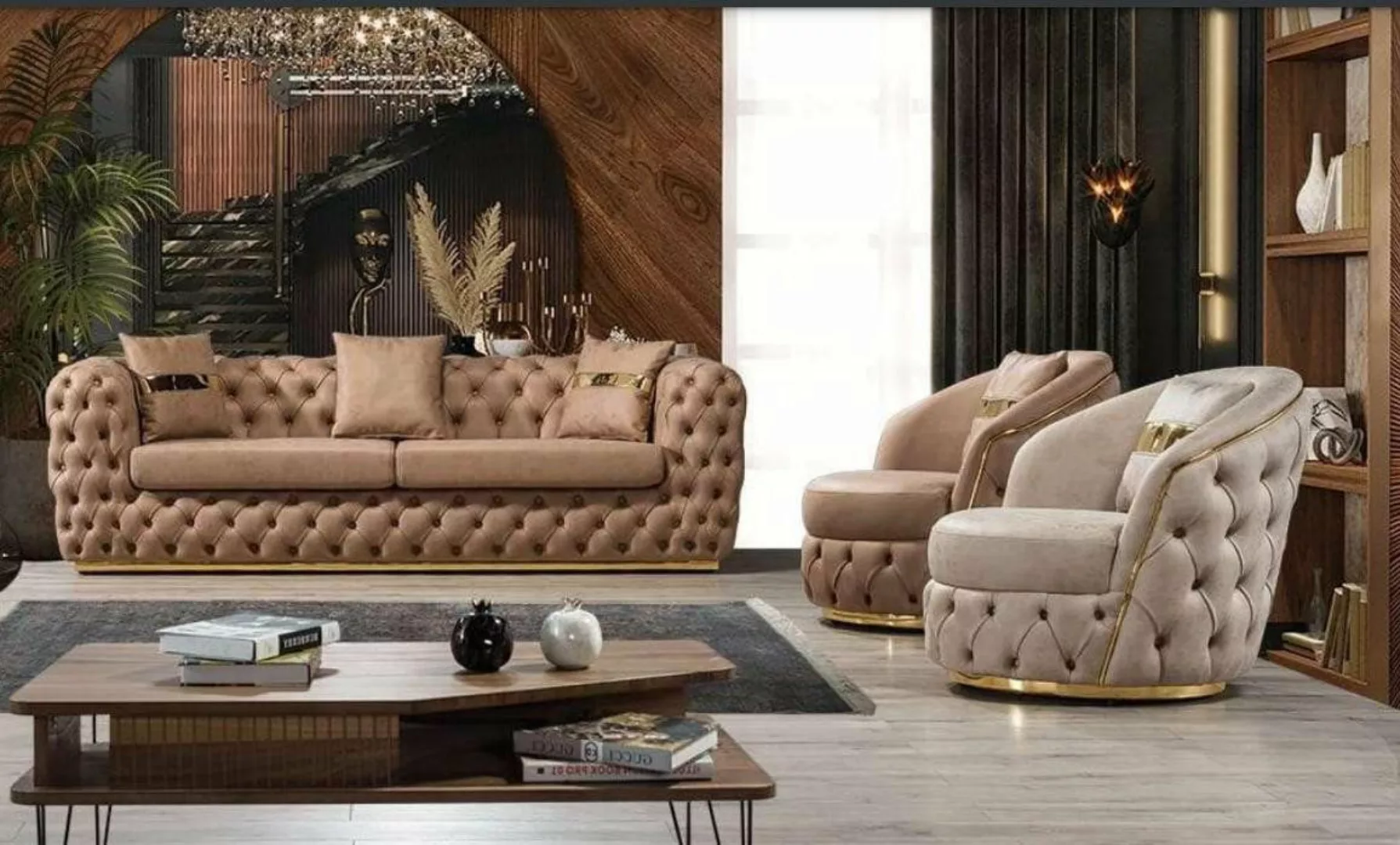 Xlmoebel Sofa Elegante Chesterfield Wohnlandschaft 3+1+1 Sitzer Set Couch S günstig online kaufen