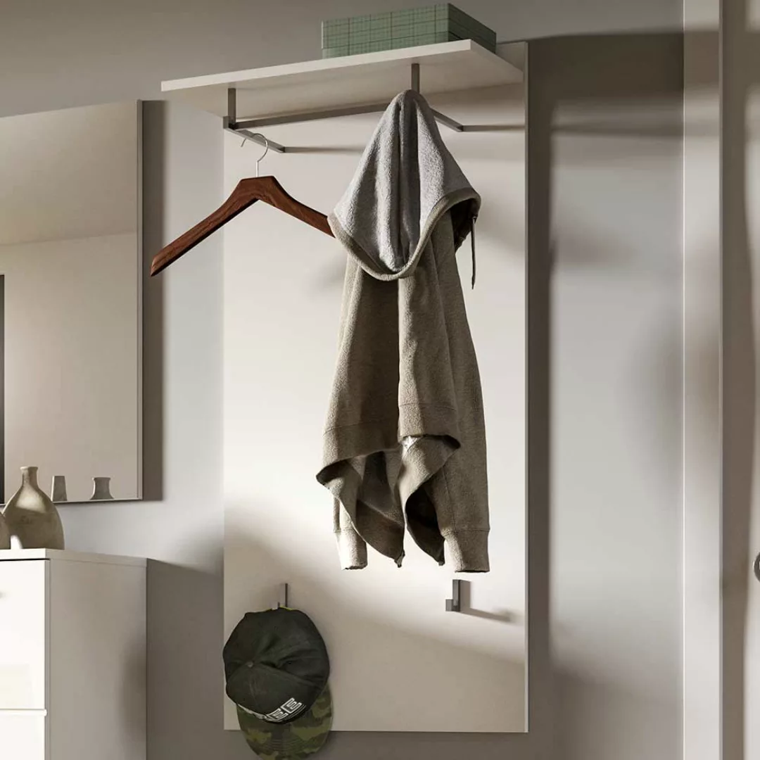 Wandgarderobe weiss in modernem Design durchgehender Rückwand günstig online kaufen