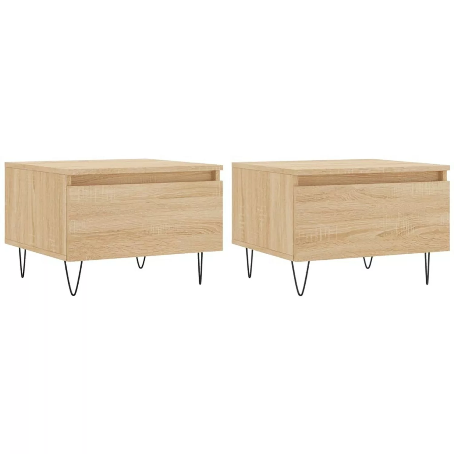 vidaXL Couchtische 2 Stk. Sonoma-Eiche 50x46x35 cm Holzwerkstoff Modell 2 günstig online kaufen