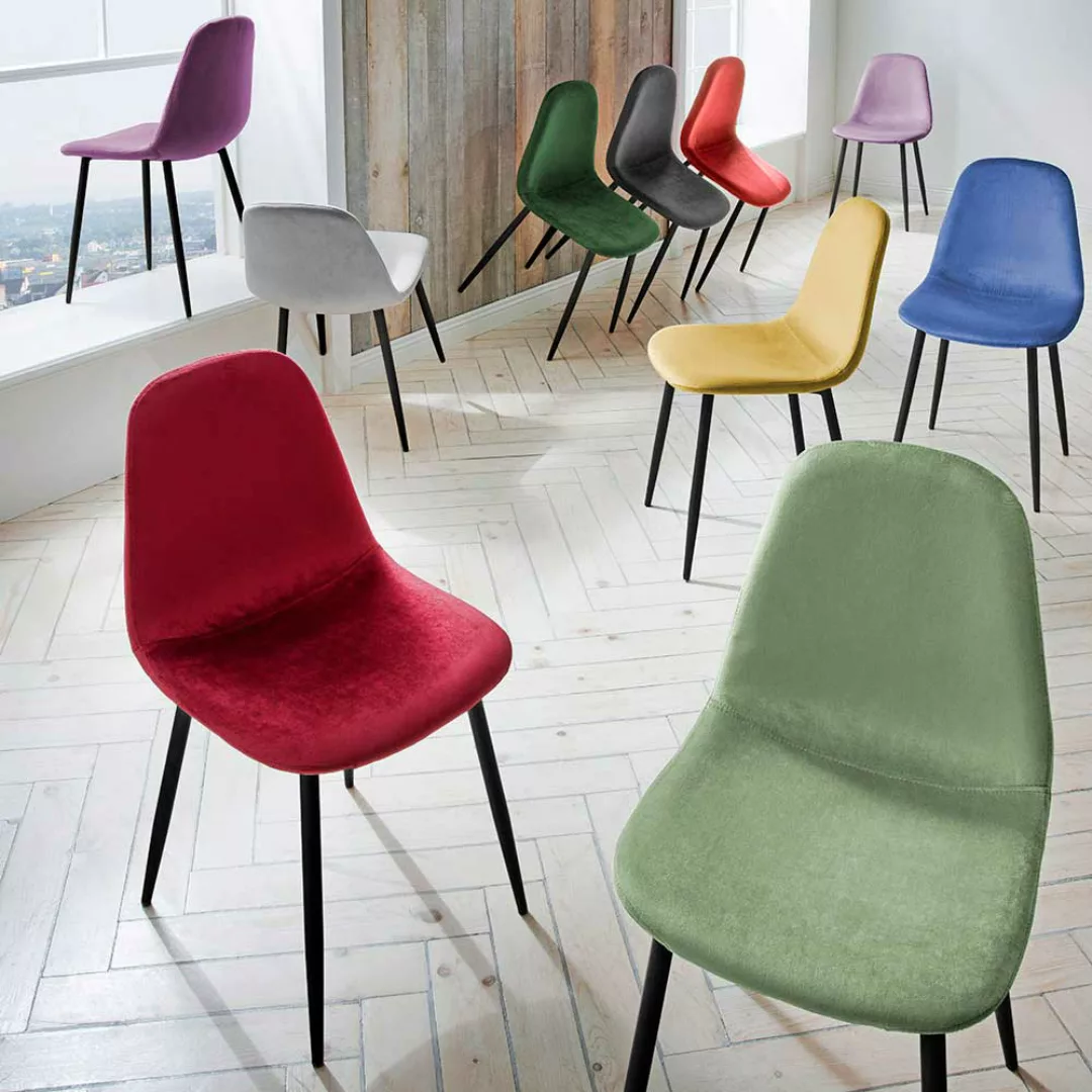 Samt Küchenstühle modern im Skandi Design 44 cm breit (4er Set) günstig online kaufen