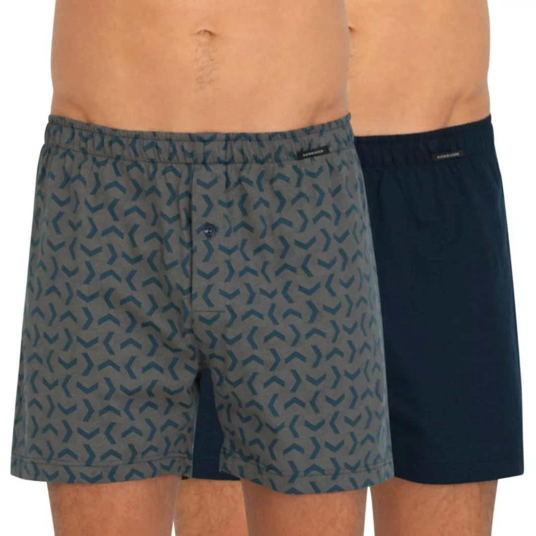 Schiesser 2-er Set Boxershorts Blau mit All-Over Print günstig online kaufen