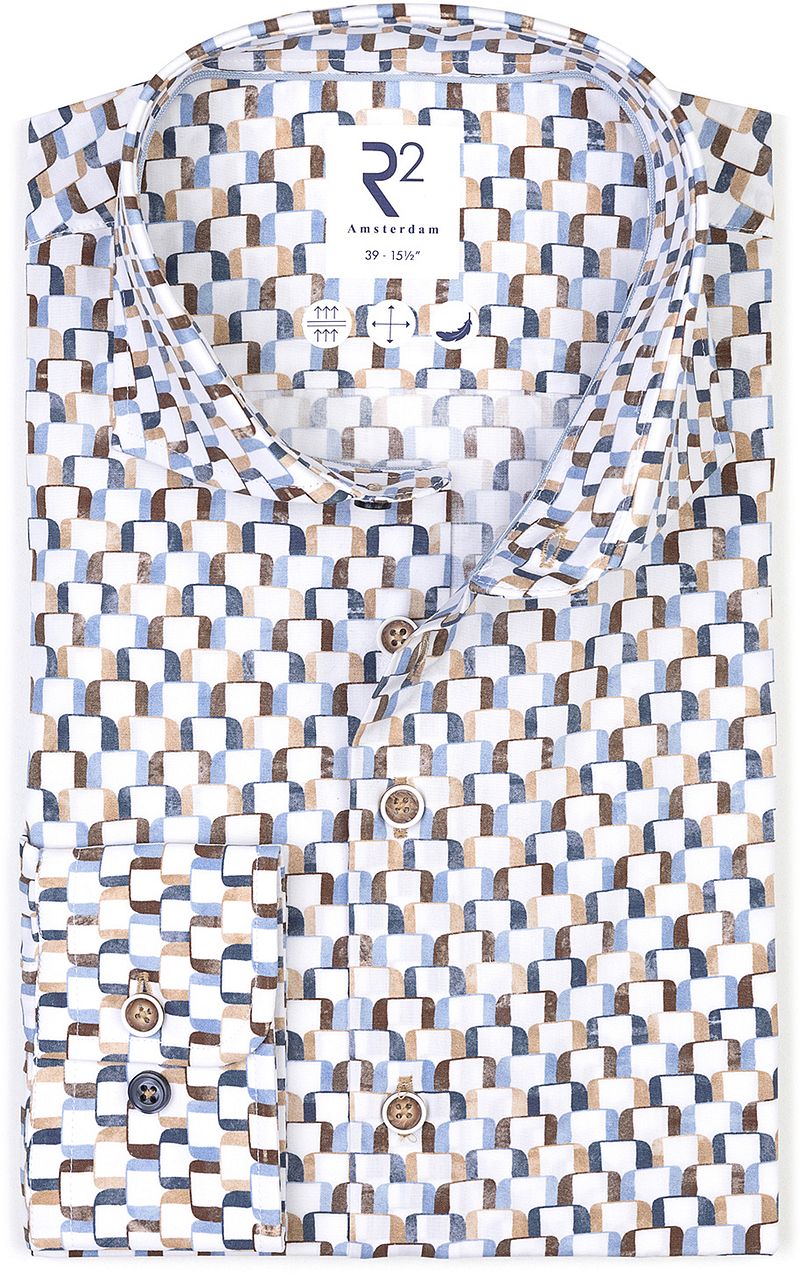 R2 Poplin Extra Long Sleeves Hemd Druck Multicolor - Größe 39 günstig online kaufen