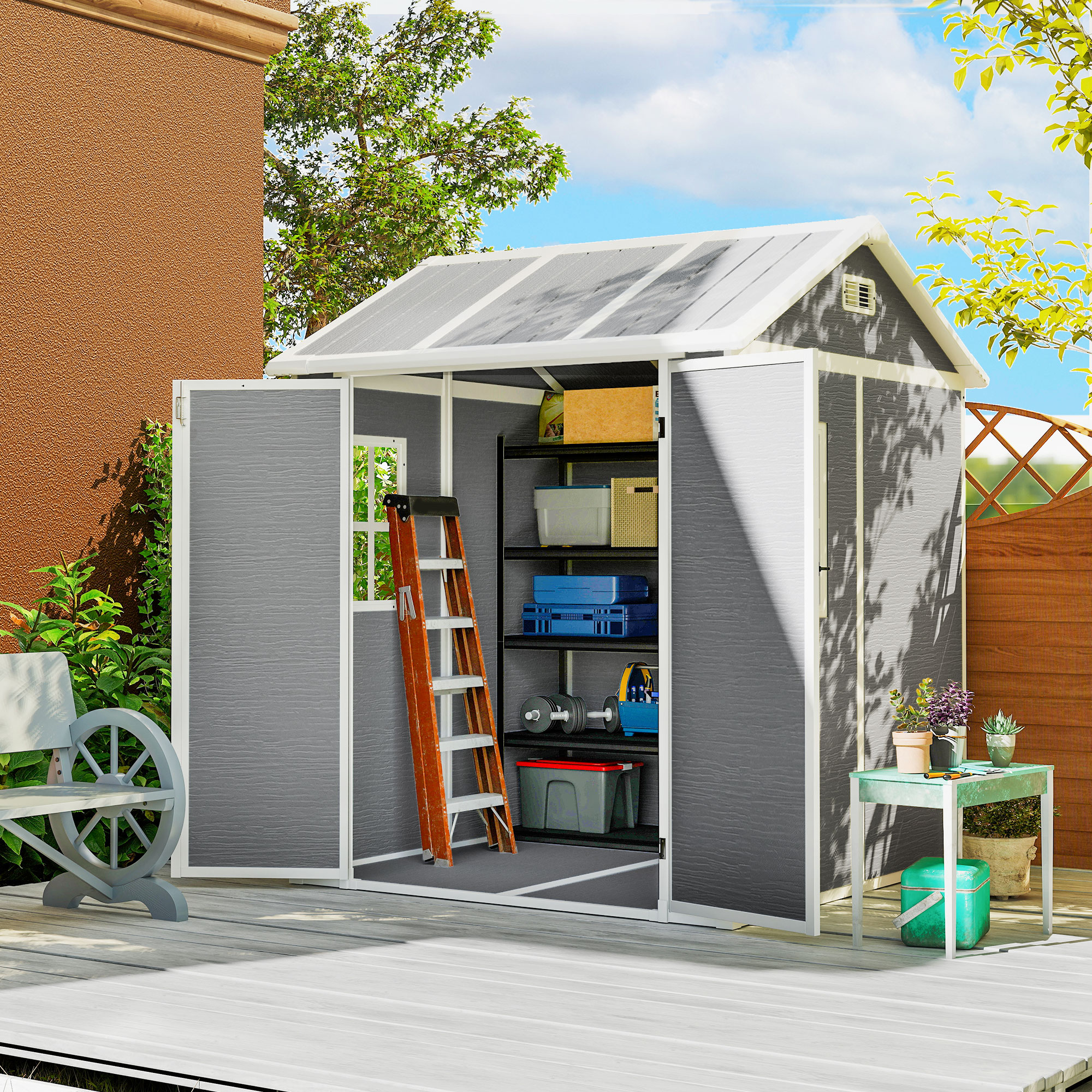 Outsunny Gerätehaus 2,91m² 181 x 181 x 220 cm Geräteschuppen mit Satteldach günstig online kaufen
