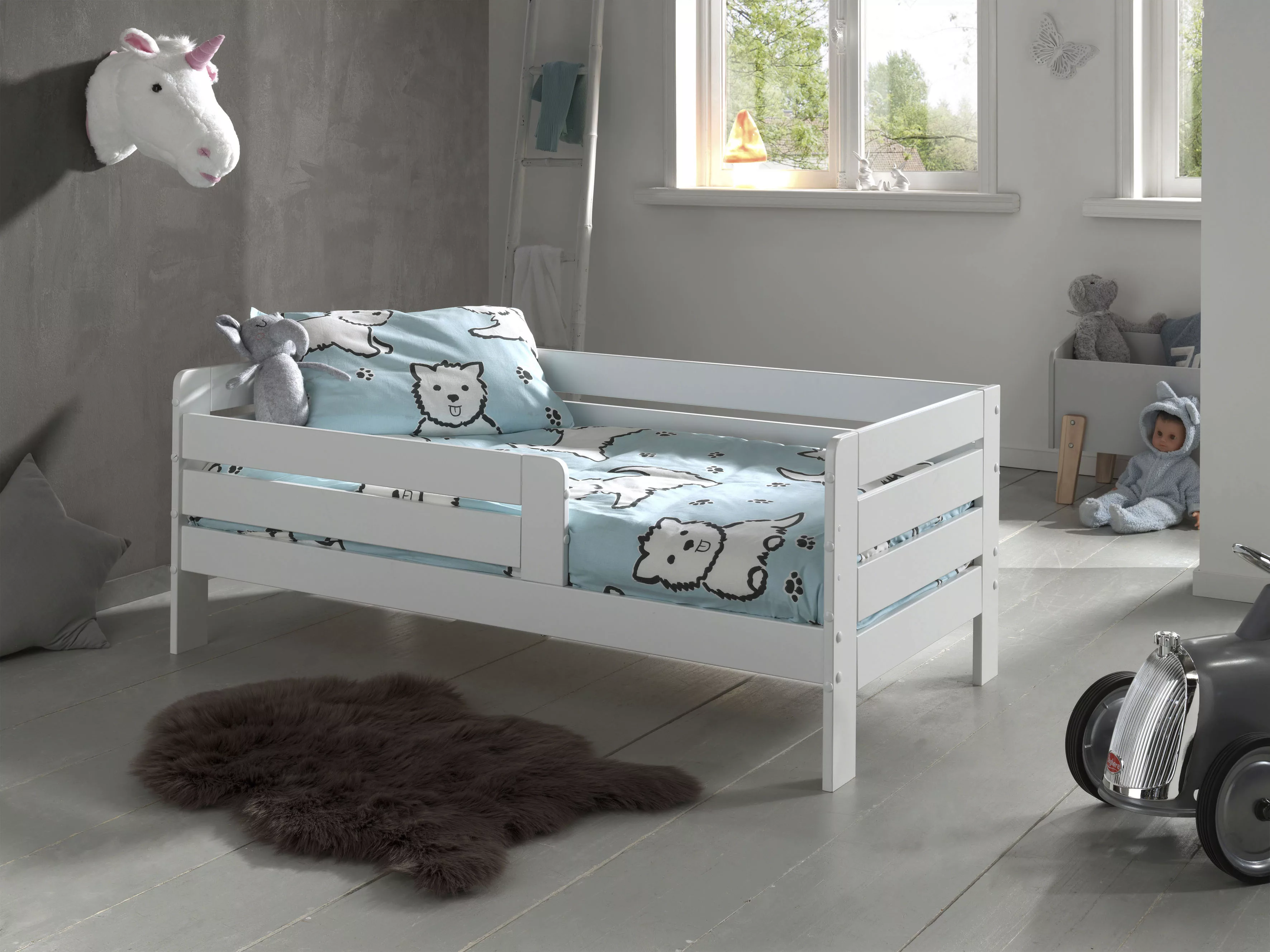 Faizee Möbel Kinderbett Juniorbett 70x140cm, Umrandung mit Sprossen, Kiefer günstig online kaufen