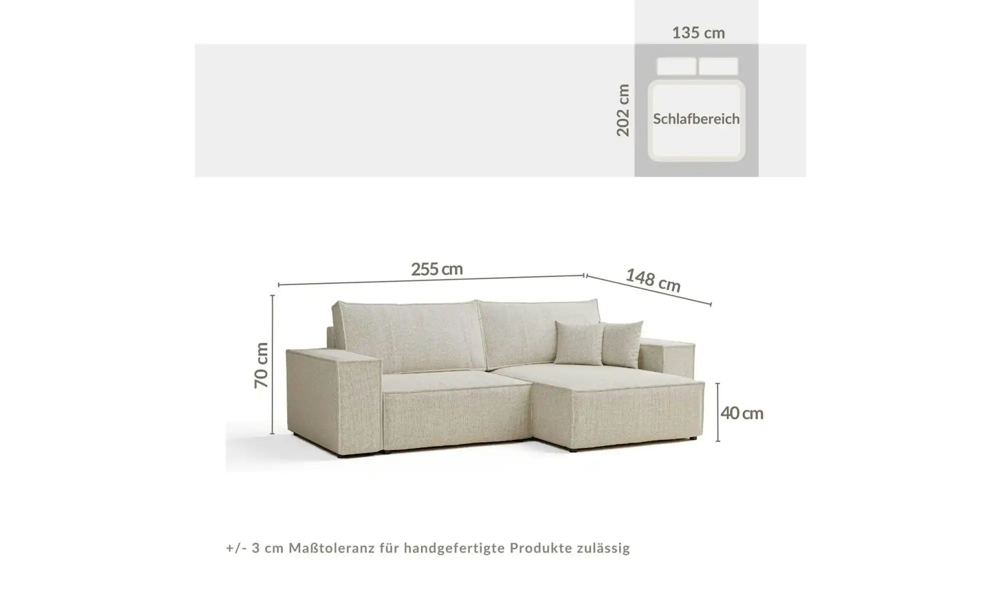 Ecksofa ¦ beige ¦ Maße (cm): B: 255 H: 70 Polstermöbel > Sofas > Ecksofas günstig online kaufen