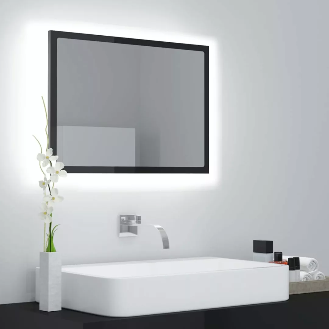 Led-badspiegel Hochglanz-schwarz 60x8,5x37 Cm Spanplatte günstig online kaufen