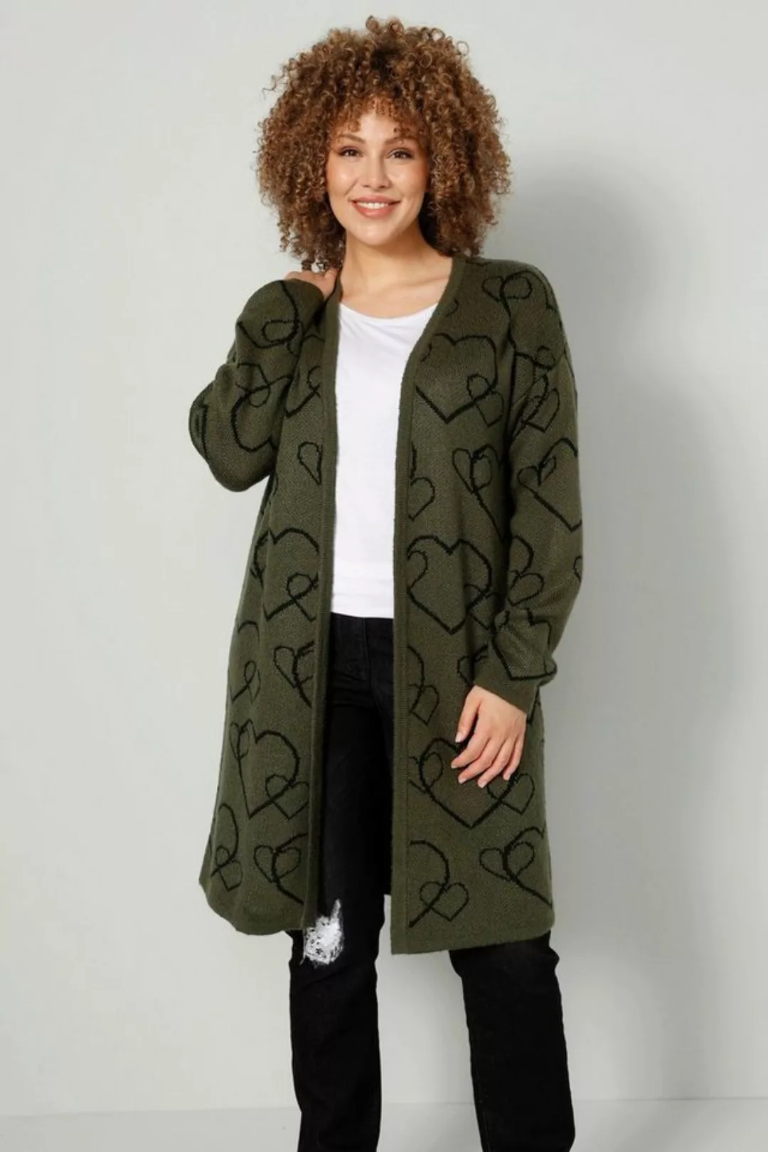 MIAMODA Strickjacke Long-Strickjacke Herzen Langarm günstig online kaufen