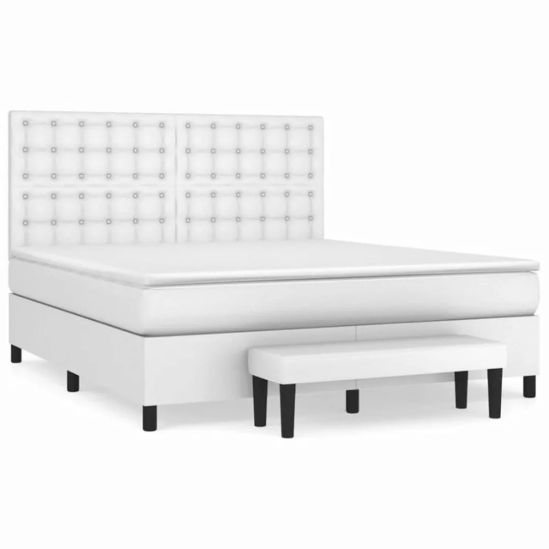 vidaXL Boxspringbett Boxspringbett mit Matratze und Fusshocker Kunstleder ( günstig online kaufen