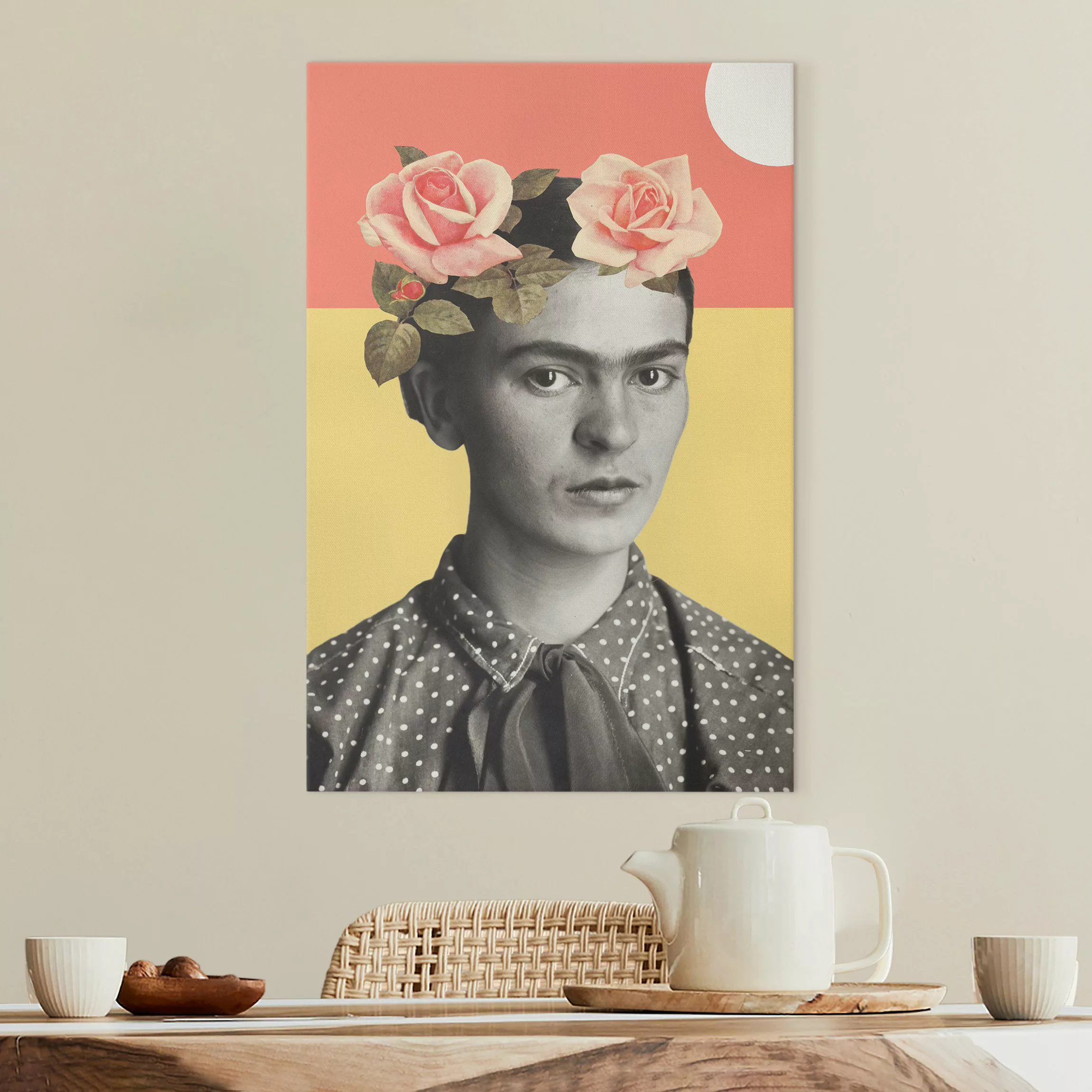 Leinwandbild Frida Kahlo - Sonnenuntergang Collage günstig online kaufen