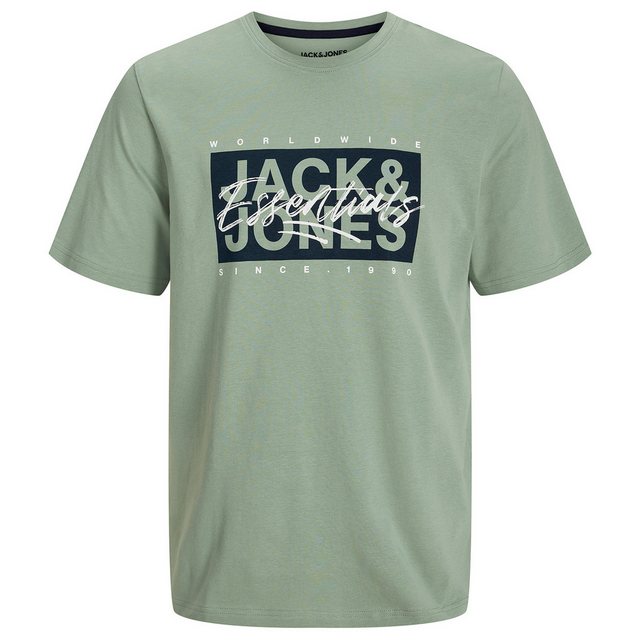 Jack & Jones Rundhalsshirt Große Größen T-Shirt salbeigrün Frontprint Jack& günstig online kaufen