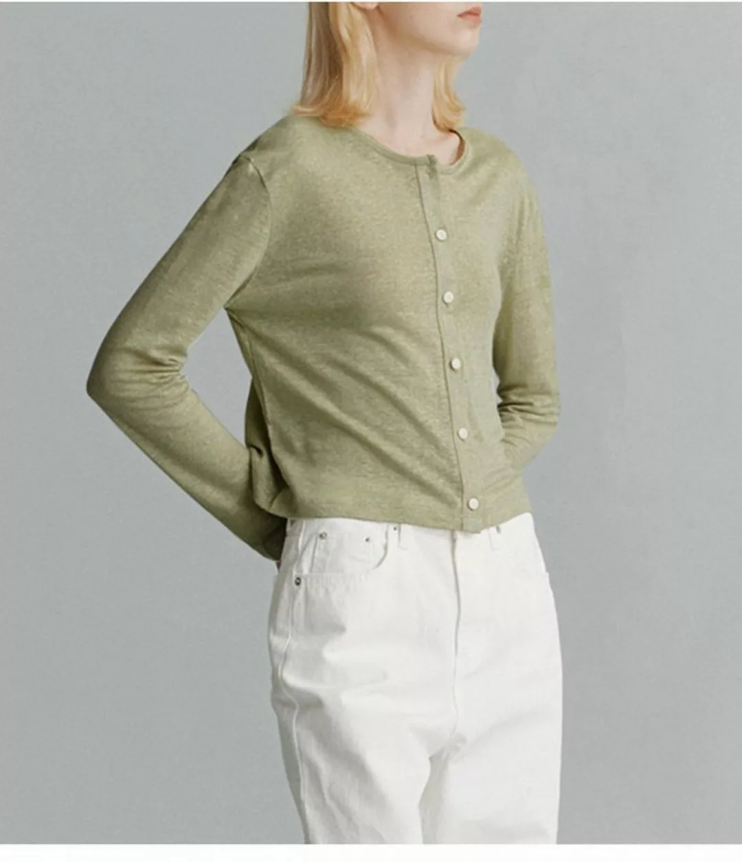 RUZU UG Blusentop Shirtbluse Dünne Strickjacke Damen Rundhalsausschnitt Son günstig online kaufen