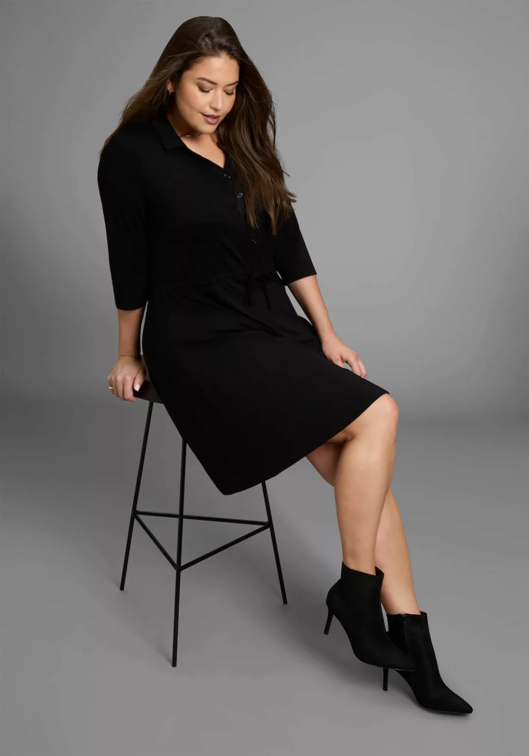 Laura Scott CURVE Midikleid, mit tailliertem Tunnelzug - GROSSE GRÖSSE günstig online kaufen