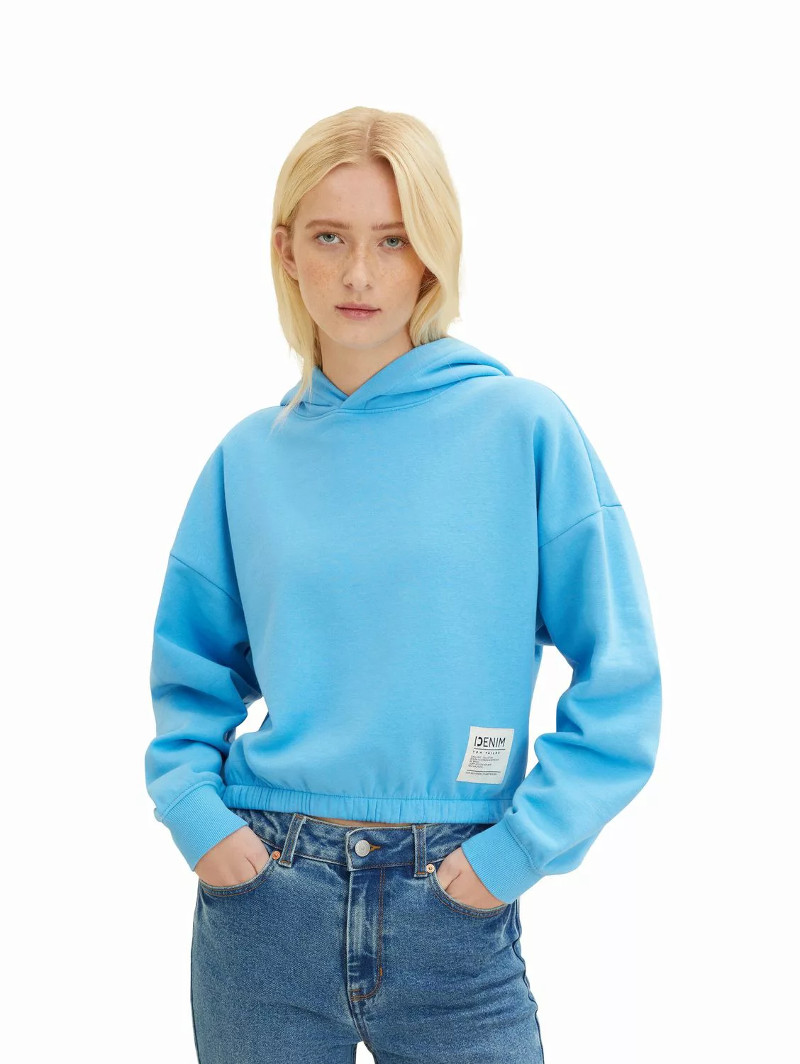 Tom Tailor Denim Damen Kapuzenpullover Hoodie CROPPED - Loose Fit günstig online kaufen