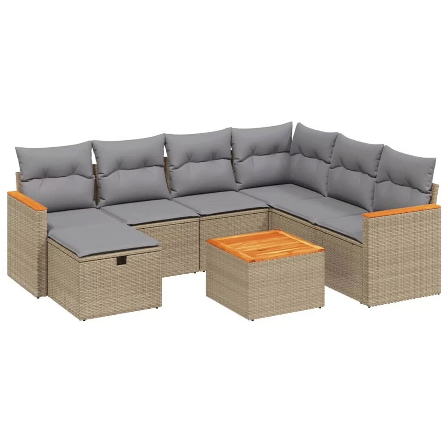 vidaXL 8-tlg Garten-Sofagarnitur mit Kissen Beige Poly Rattan Modell 157 günstig online kaufen