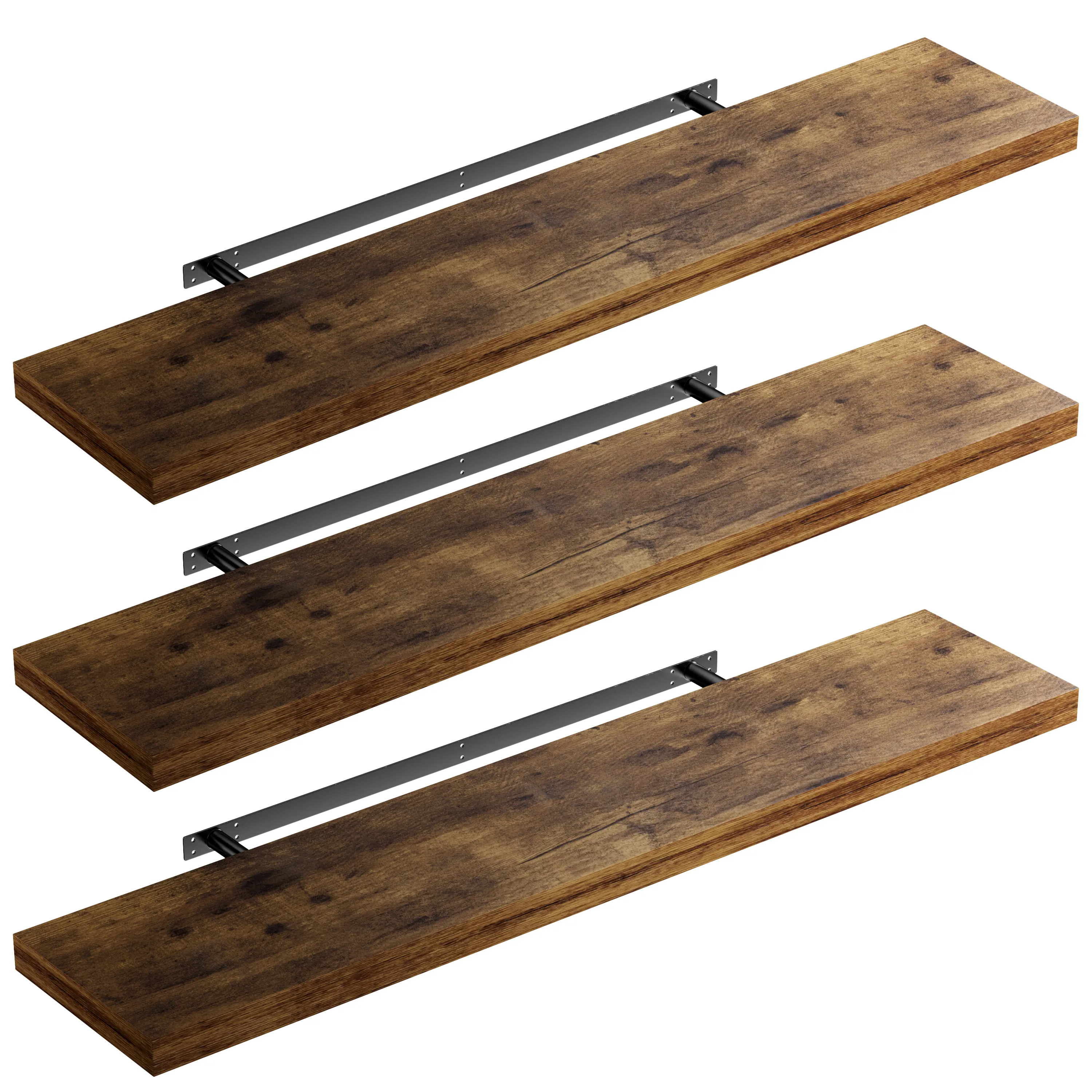 Wandregal Schweberegal 110cm 3er-Set Dunkle Eiche + Halterung günstig online kaufen