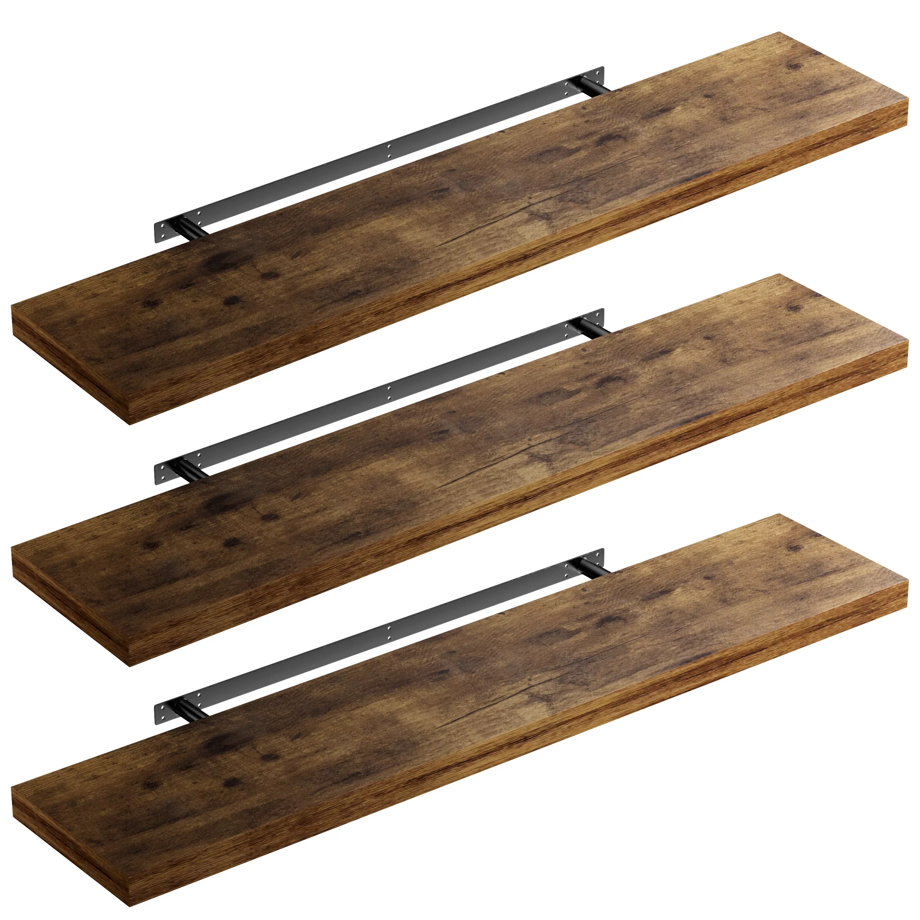 Wandregal Schweberegal 110cm 3er-Set Dunkle Eiche + Halterung günstig online kaufen