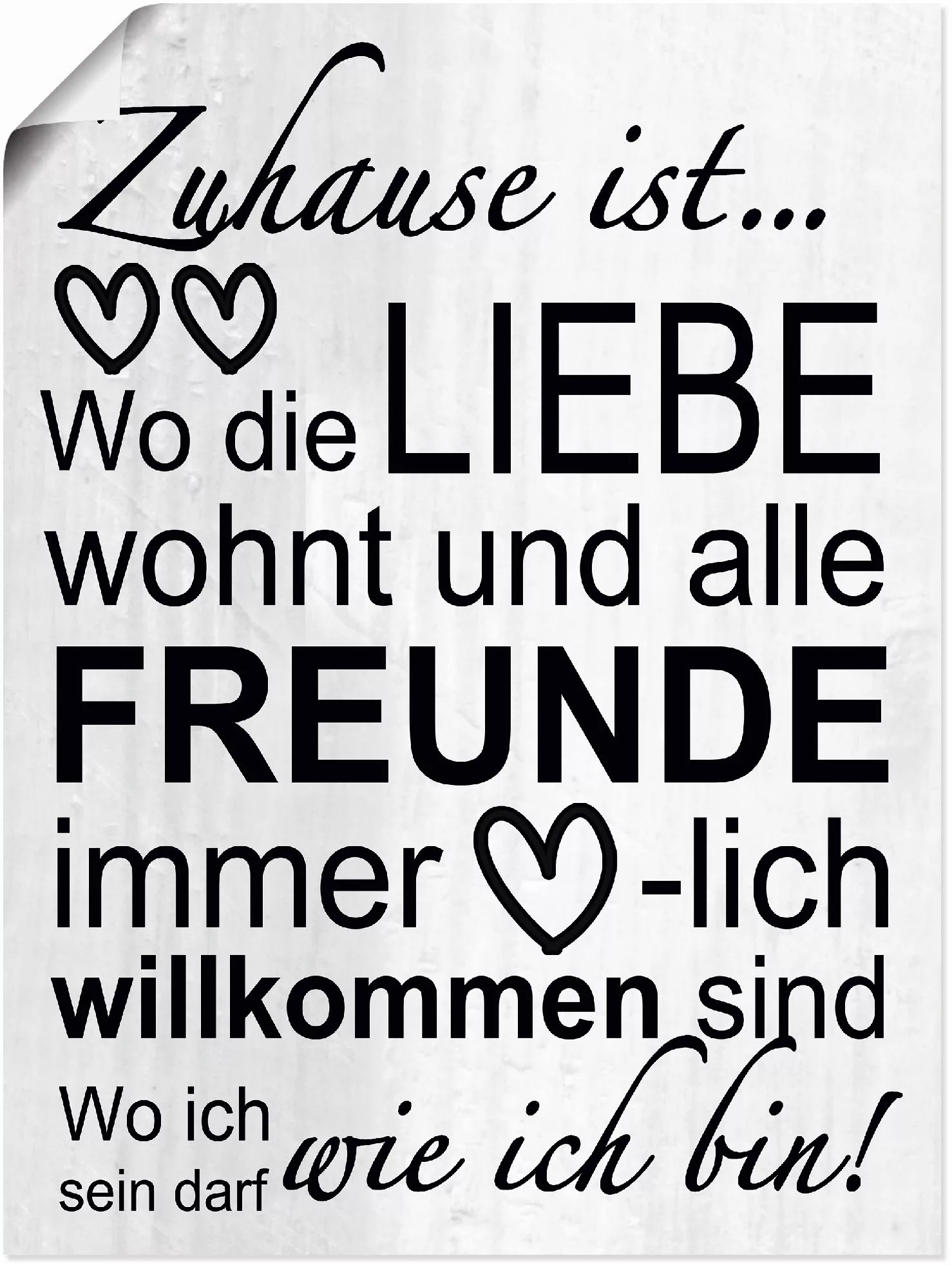 Artland Wandbild "Wo die Liebe wohnt", Sprüche & Texte, (1 St.), als Alubil günstig online kaufen