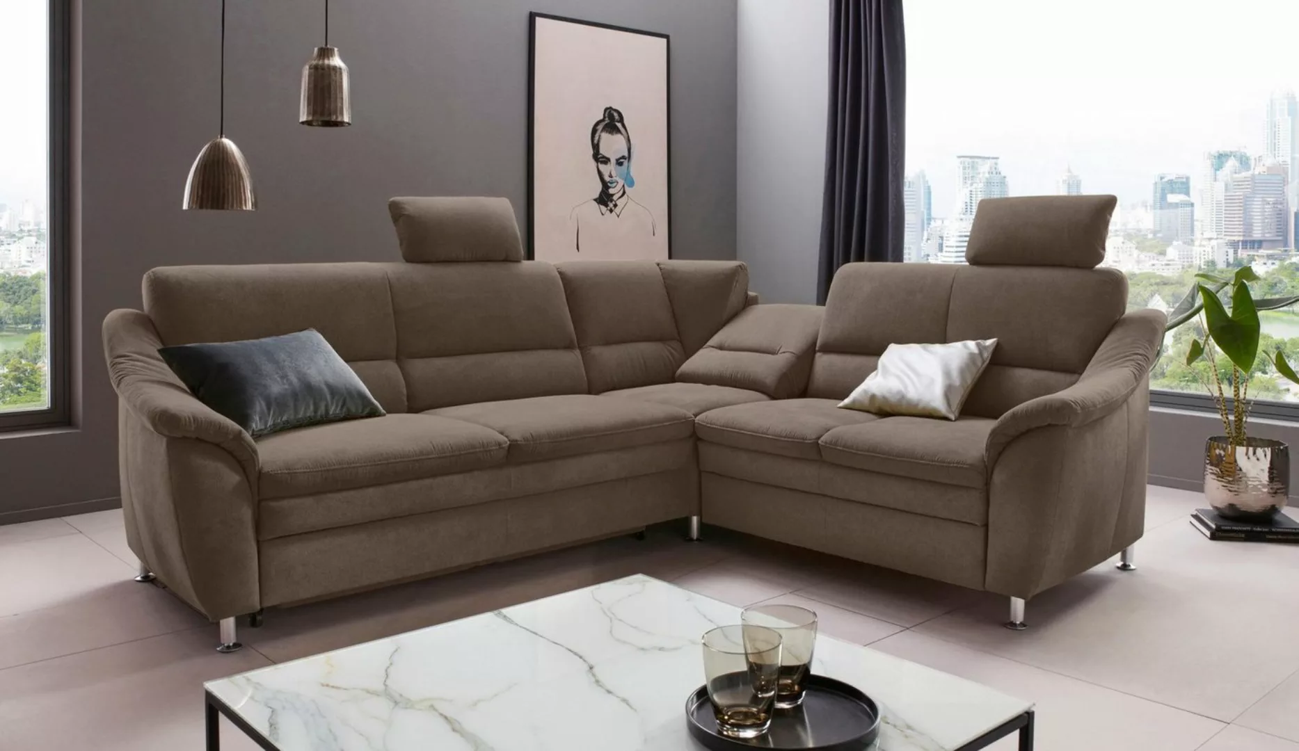 Places of Style Ecksofa Cardoso L-Form, Federkern, wahlweise mit Bett, Schu günstig online kaufen