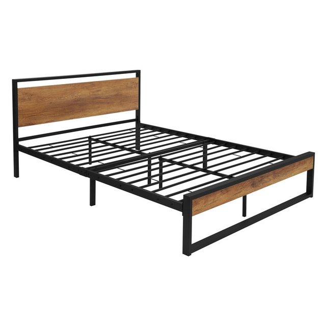 ML-DESIGN Metallbett Einzelbett Stahl mit Lattenrost inkl. Holz-Kopf- & Fuß günstig online kaufen