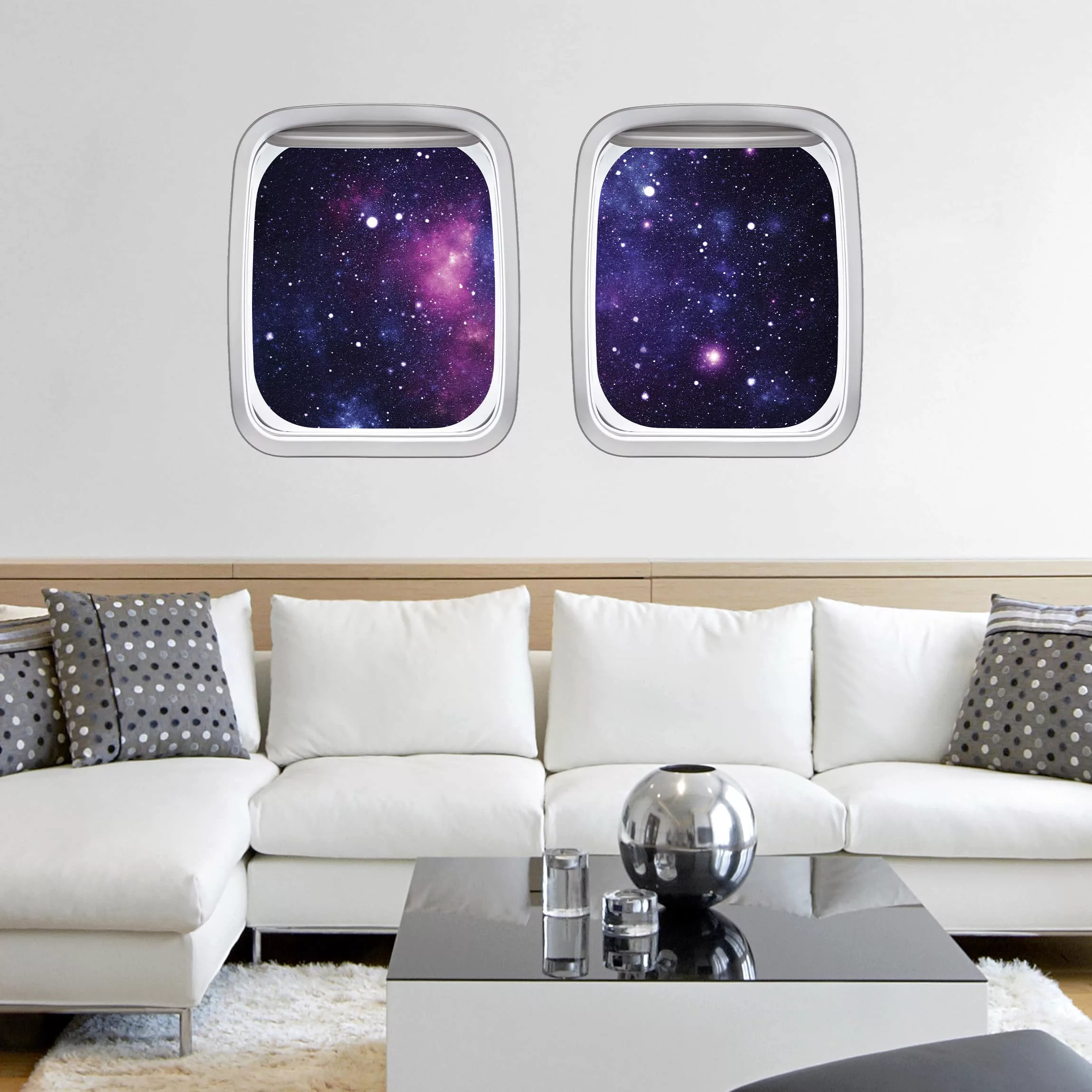 Wandtattoo Kinderzimmer Doppelfenster Flugzeug Galaxie günstig online kaufen