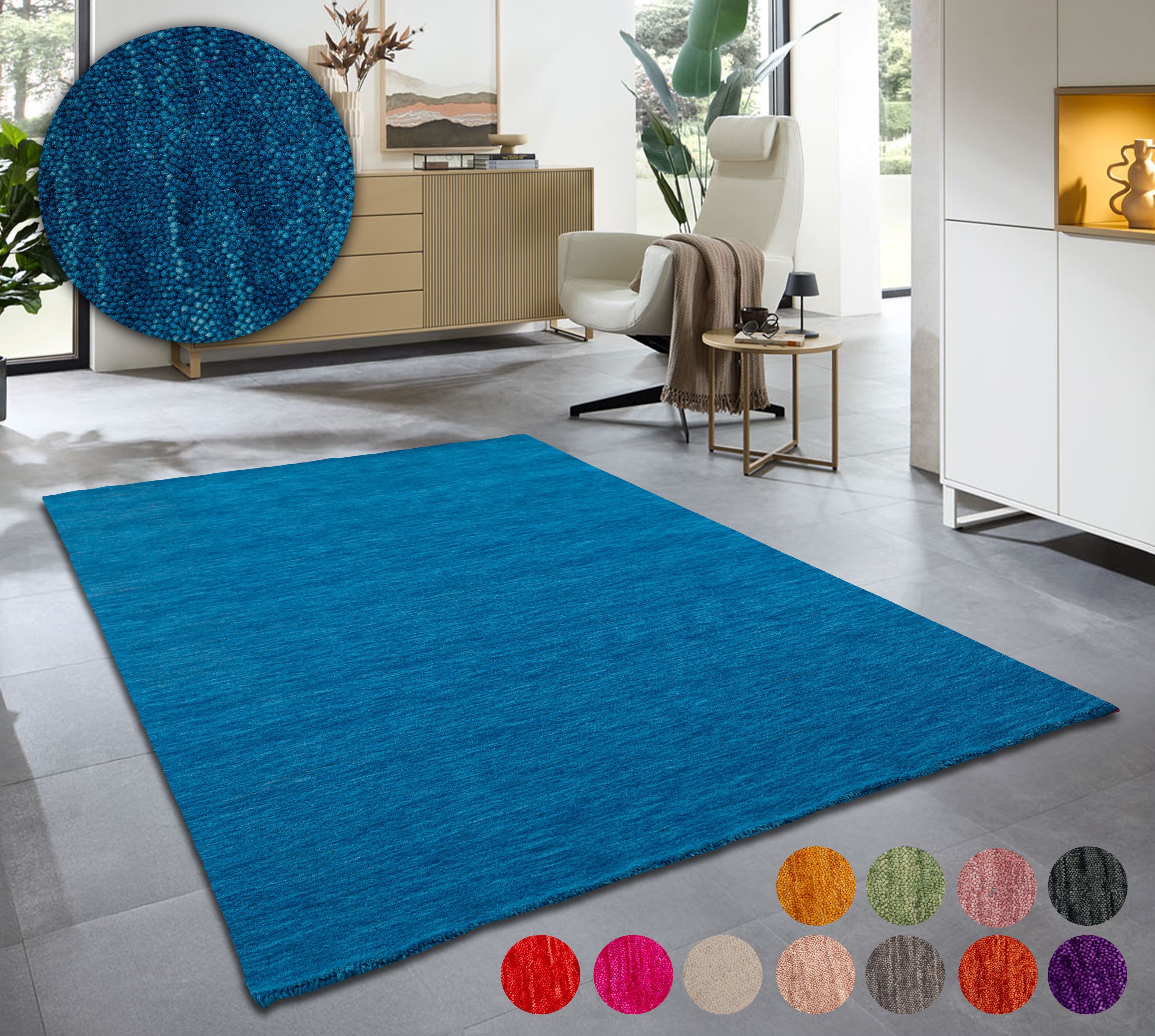 THEKO Wollteppich »Holi«, rechteckig, 13 mm Höhe, Uni-Farben, leicht melier günstig online kaufen