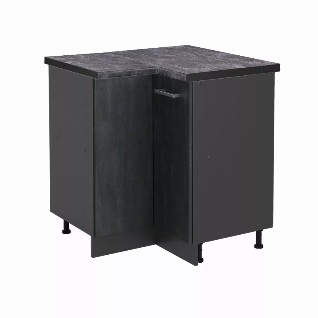 Vicco Eckunterschrank R-Line, Schwarz Beton/Anthrazit, 75.6 günstig online kaufen