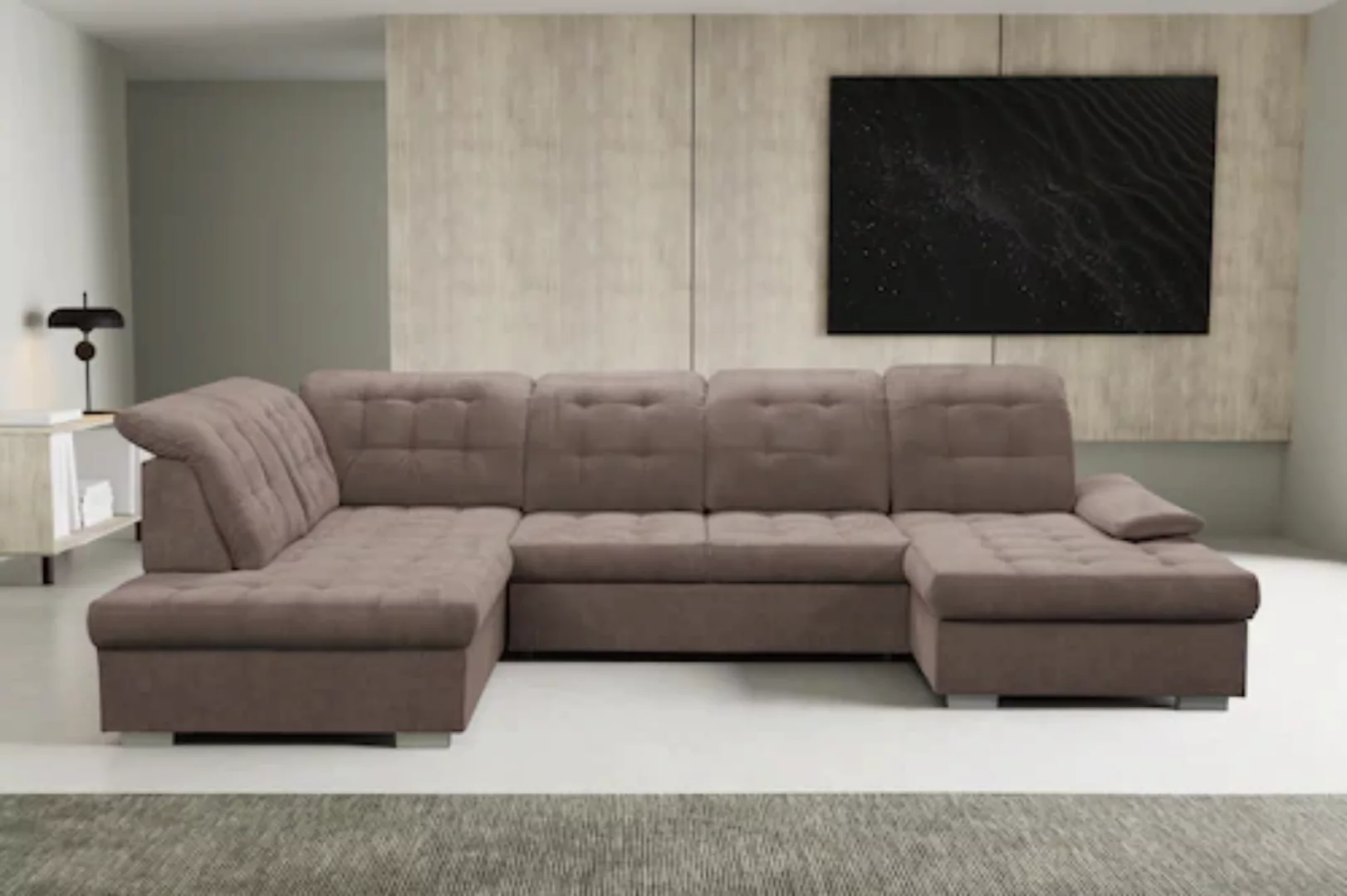 WERK2 Wohnlandschaft Kordula-New U-Form, Sofa in U-Form mit Schlaffunktion günstig online kaufen
